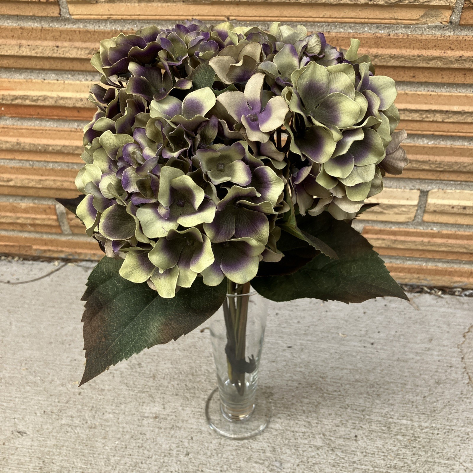 Faux Purple/Green Hydrangea Flowers Silk Bouquets Party Home Decor Total 6 Stems