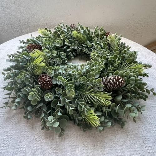 Spring Summer Wreaths for Front Door 19.69″ Artificial Green Boxwood Green-1