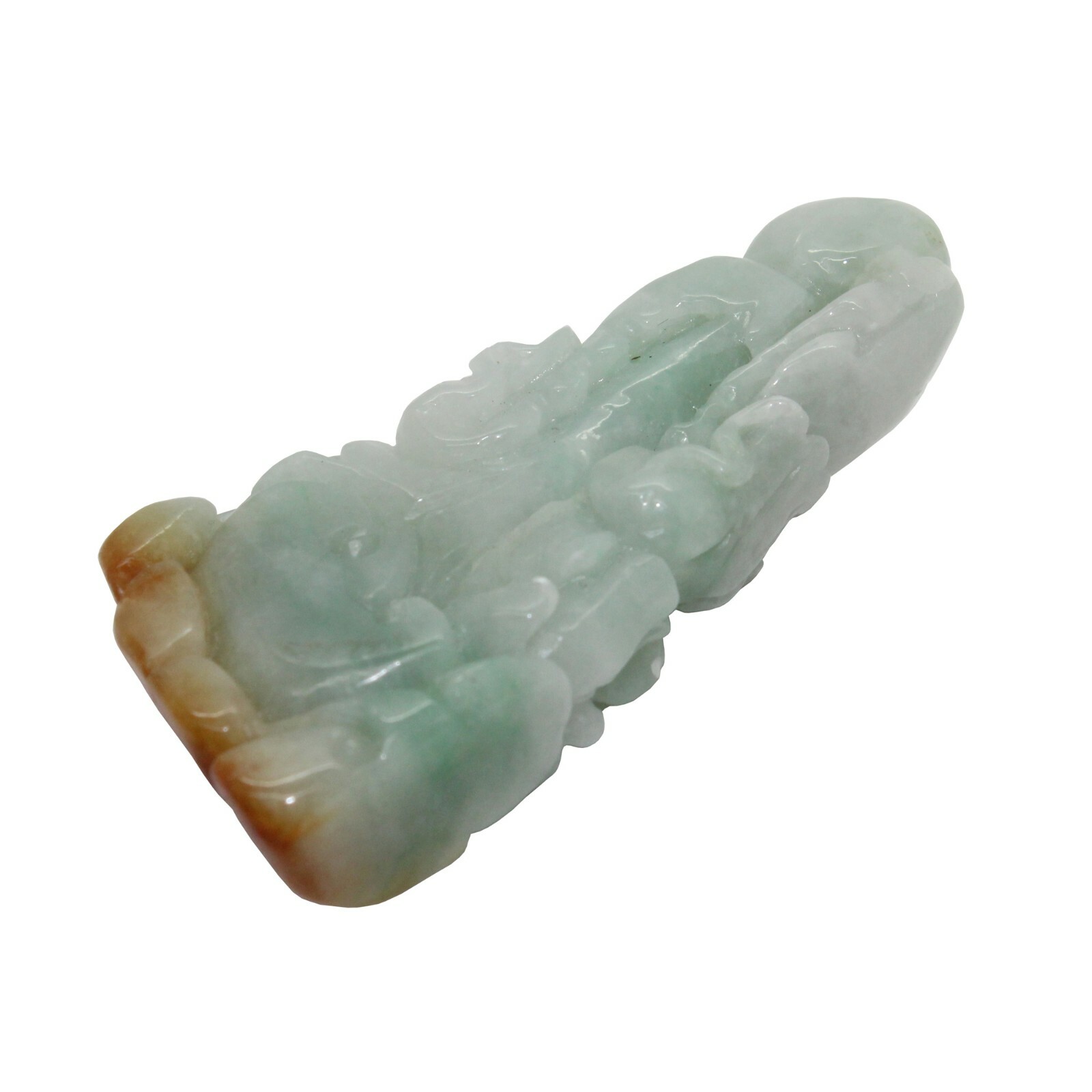 Carved Natural Green Yellow Jade Pendant With Lotus Flower Pond k333N