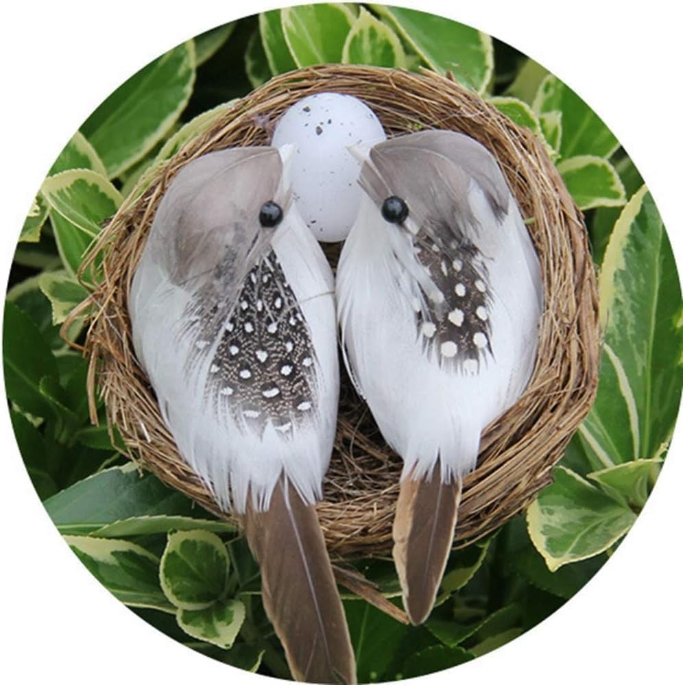 1Set Simulation Bird Nest with Bird and Eggs Decor, Fake Foam Feather Birds, …