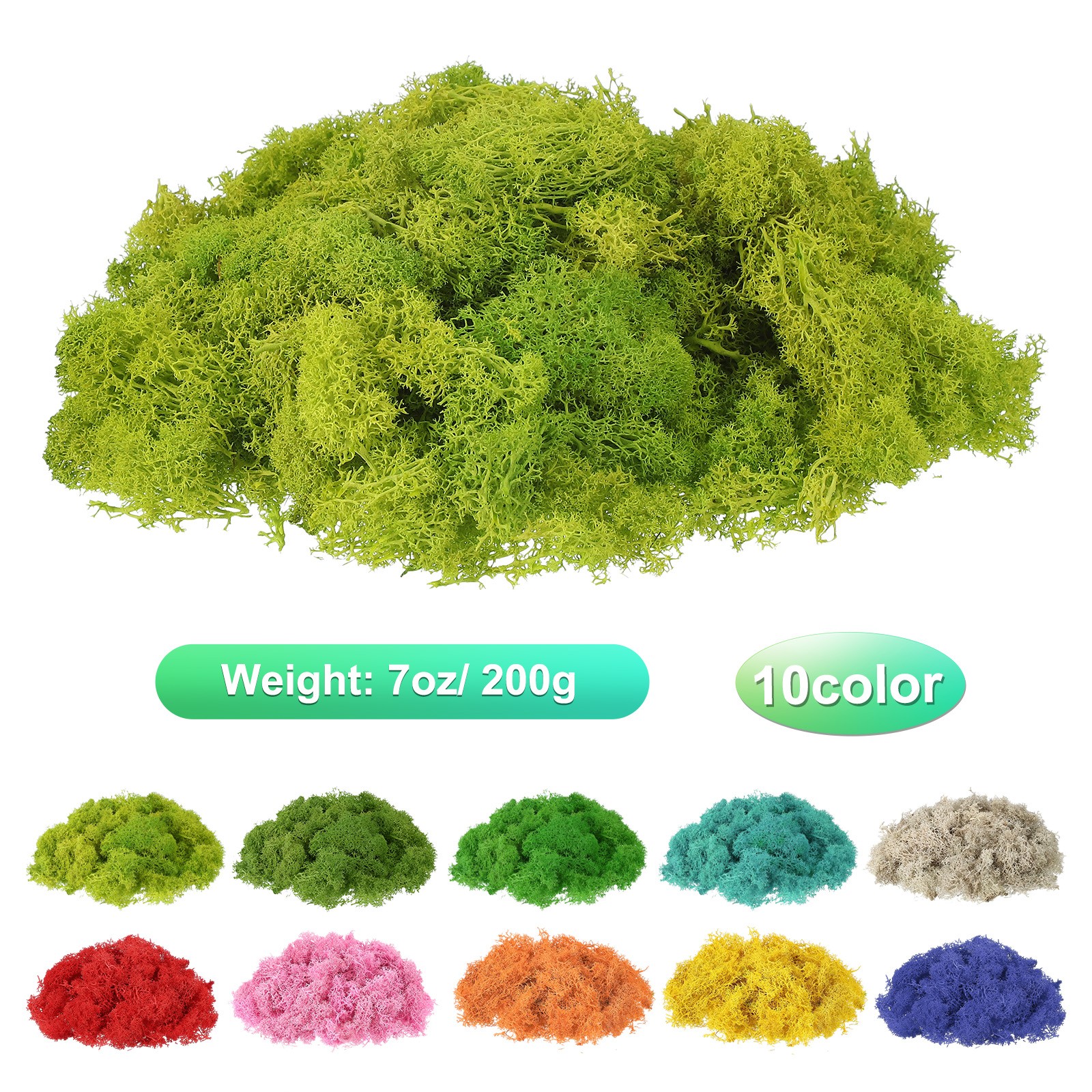 7oz Fake Preserved Reindeer Moss, Chartreuse
