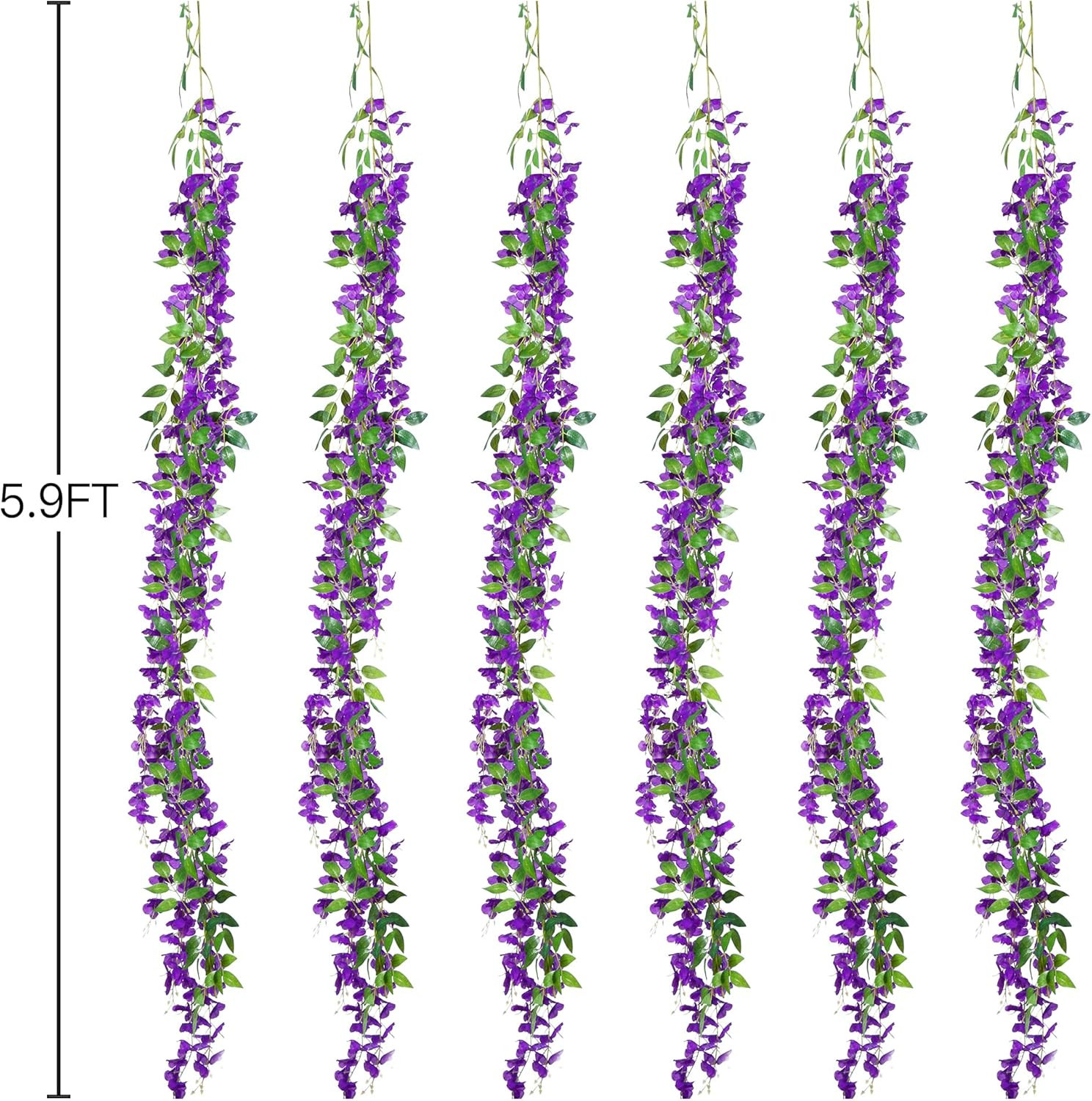 6Pcs Wisteria Garland Artificial Flowers Garland Fake Hanging Wisteria Vines Rat