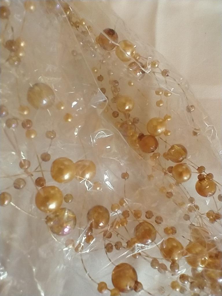 NEW 5′ SULLIVANS TAN PEARL BEAD GARLAND~FRINGE~WEDDING~CRAFTS~PLASTIC ENAMELED