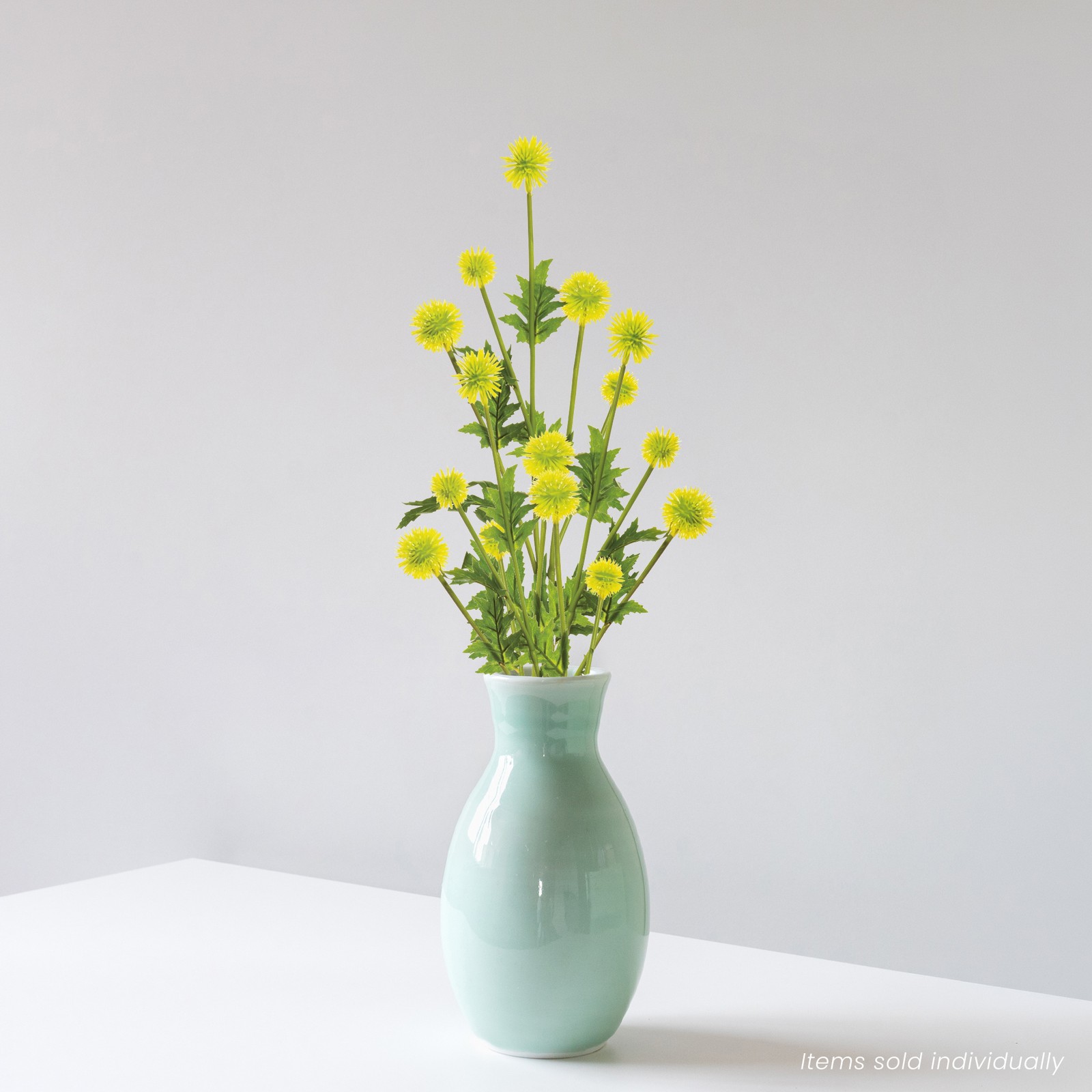 Globe Thistle Artificial Floral Spray – 28.25″ – Yellow