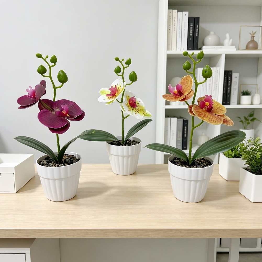 White Green Black Purple Orange 3D Printed Orchid Artificial Plant Pot