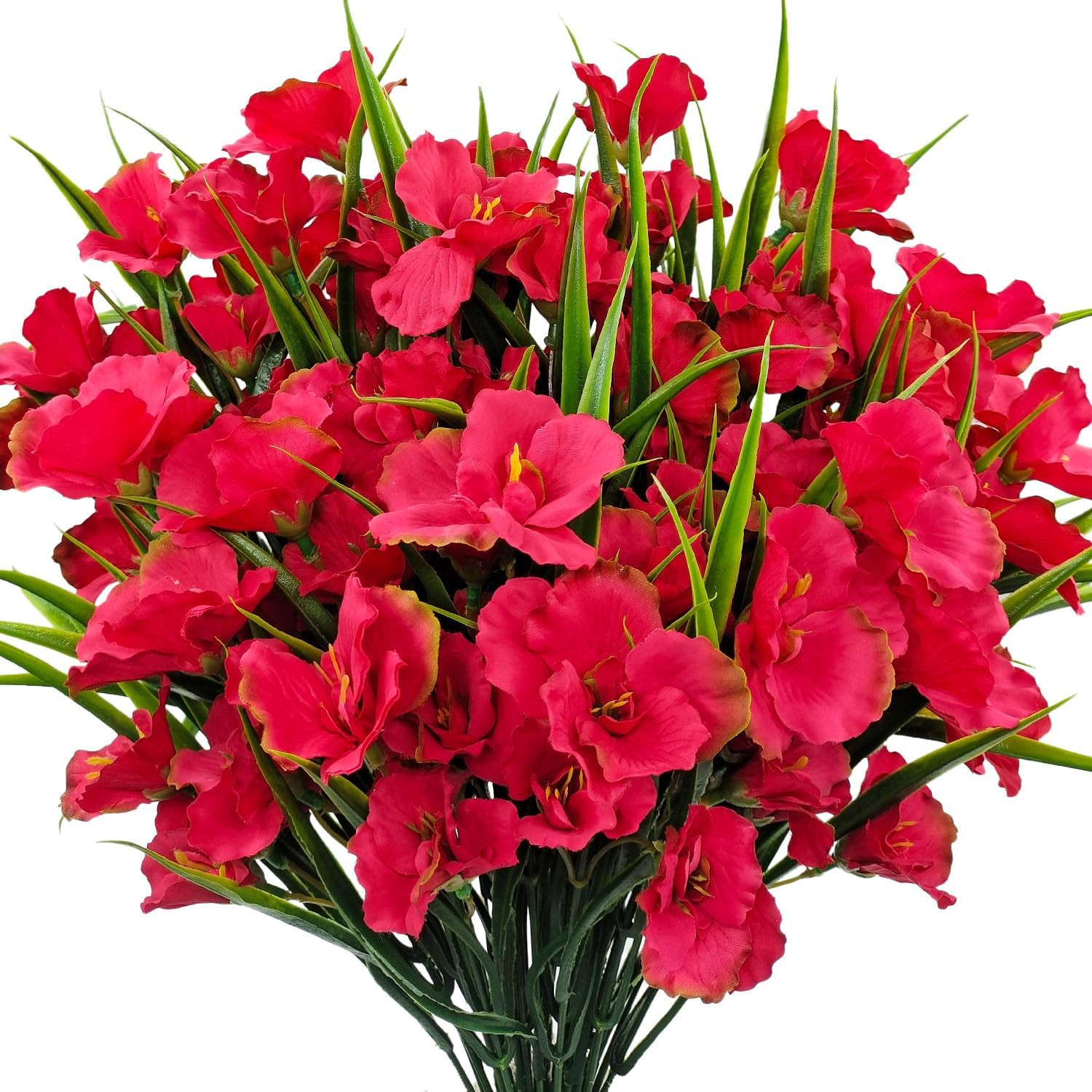 8 Bundles Artificial Hibiscus Flowers for Outdoor Faux UV Resistant Fake Silk Pl