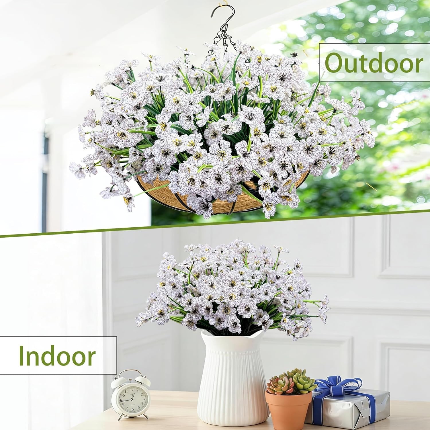 20 Bundles Artificial Flowers for Outdoors, UV Resistant Fake Flowers with Pl…