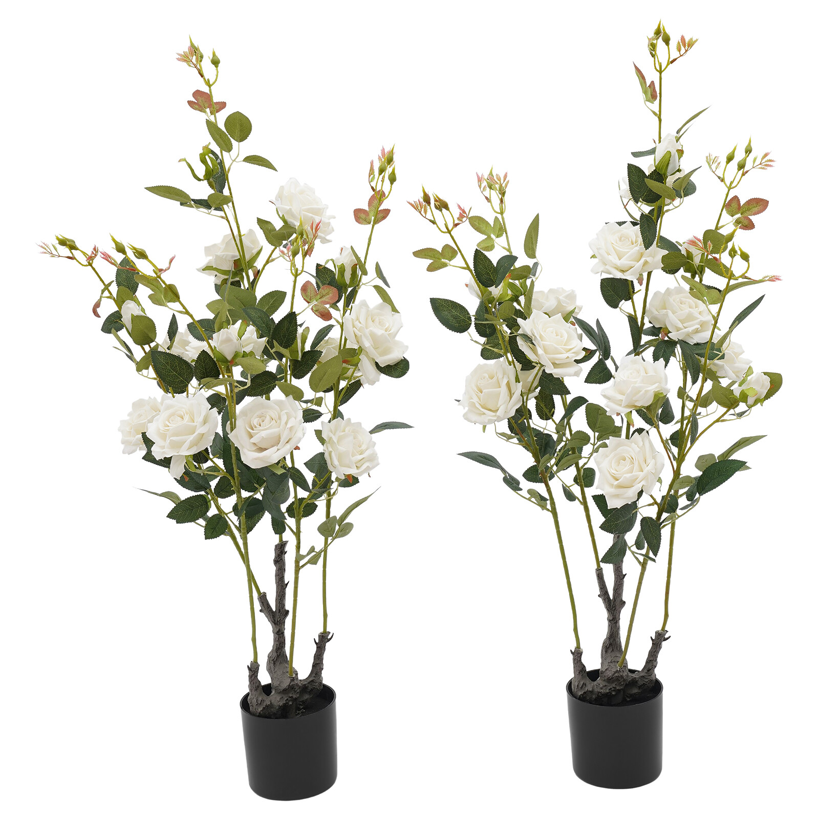2 Pack 35.4″ Artificial Rose Tree Faux Floral Trees Artificial Flower Plant