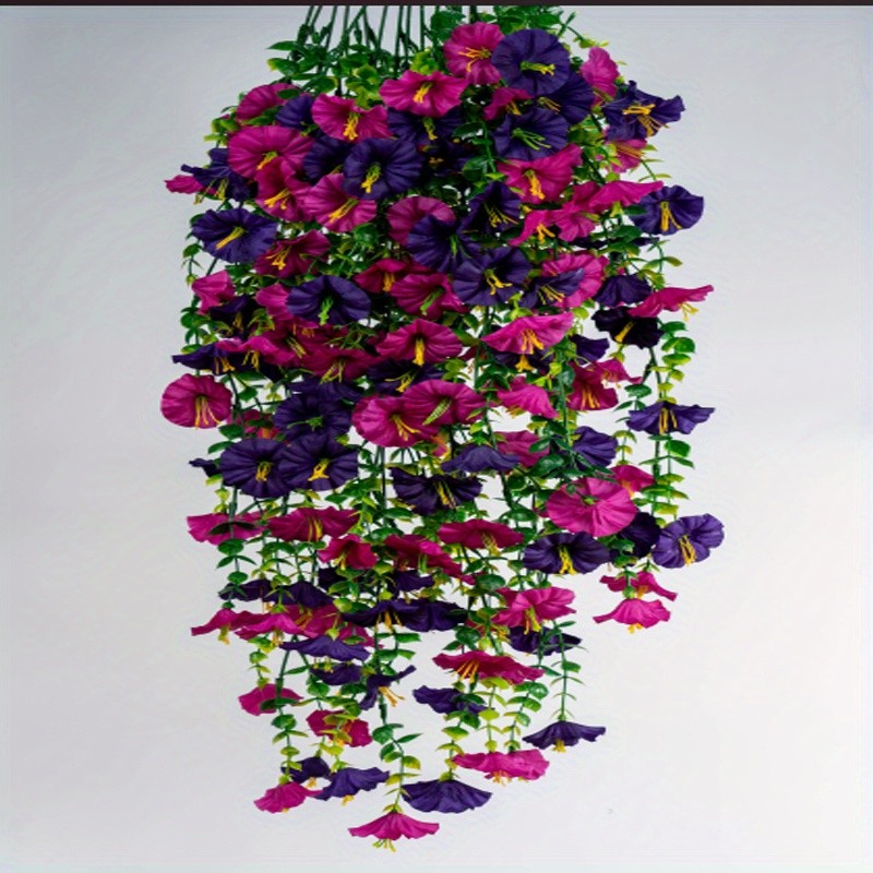 4pcs Artificial Hanging Petunia Plants Fake Trailing Flower Indoor Outdoor Decor