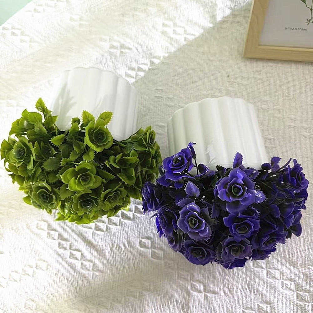 Artificial Bonsai Decor Plastic Rose Blossoms for Tabletop Desk Styling