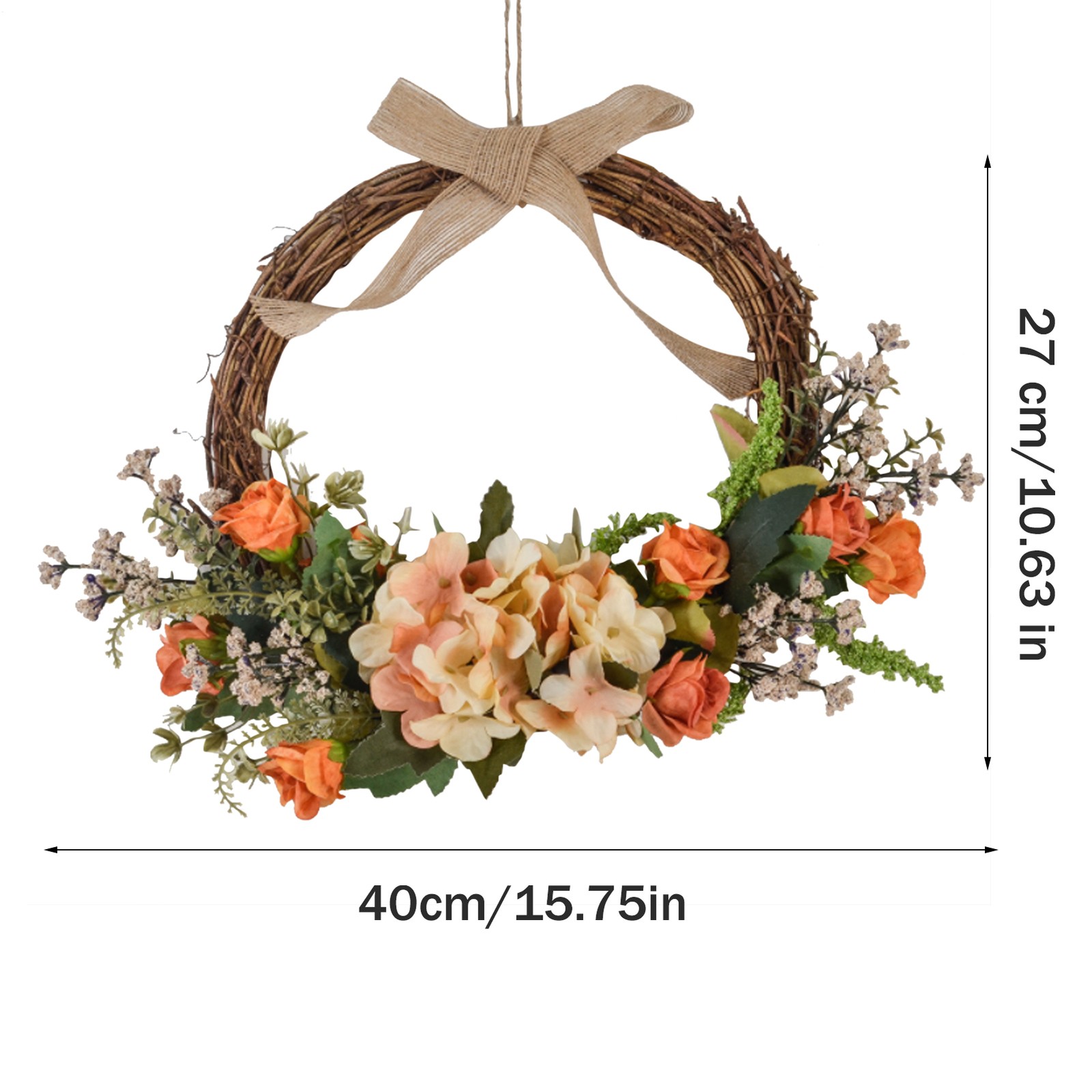 Front Door Garland Rattan Wreath Ornament Decoration Home Hanging Flower Craft