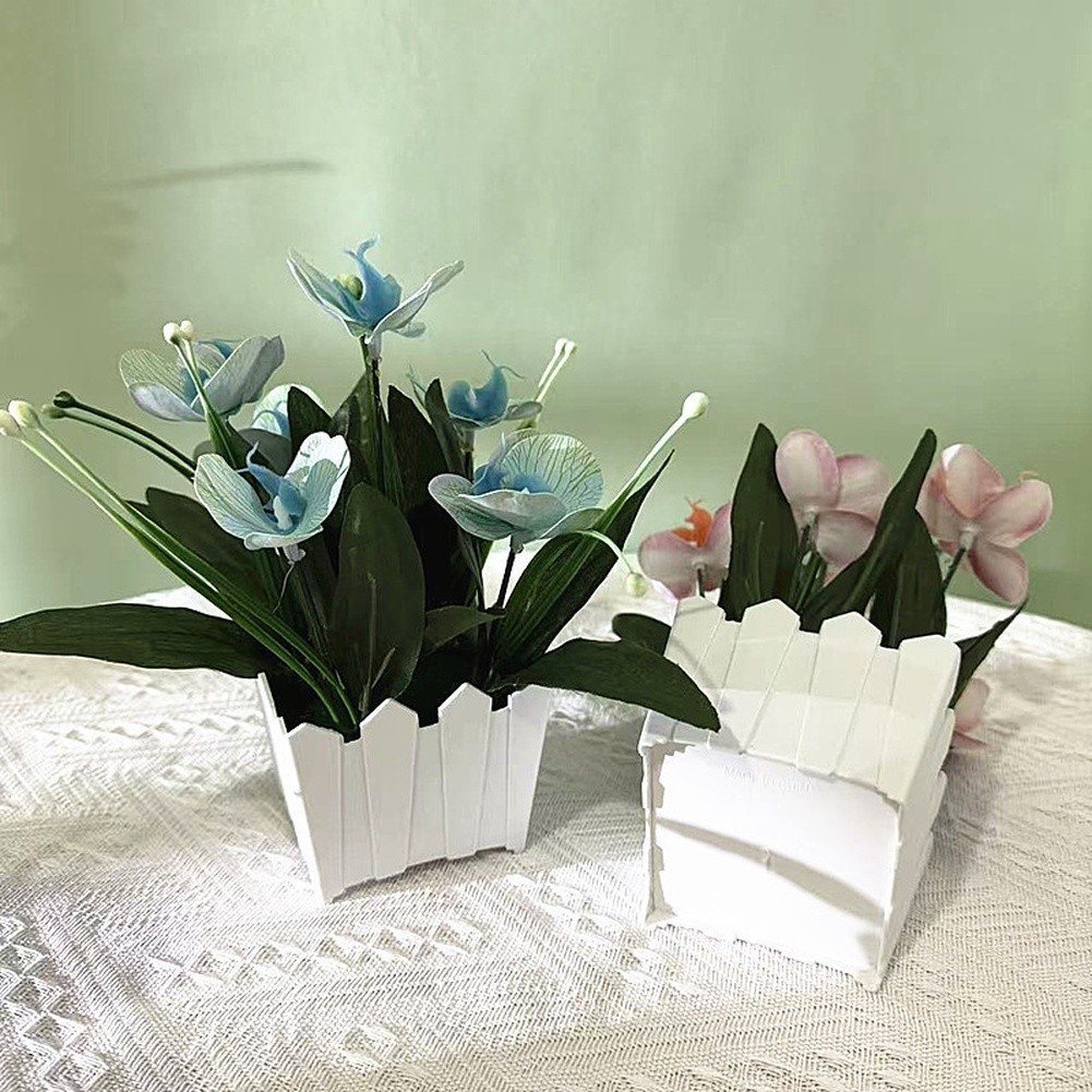 Fake Phalaenopsis Orchid Flower in Pot for Living Room Bedroom Shelf Decor Use