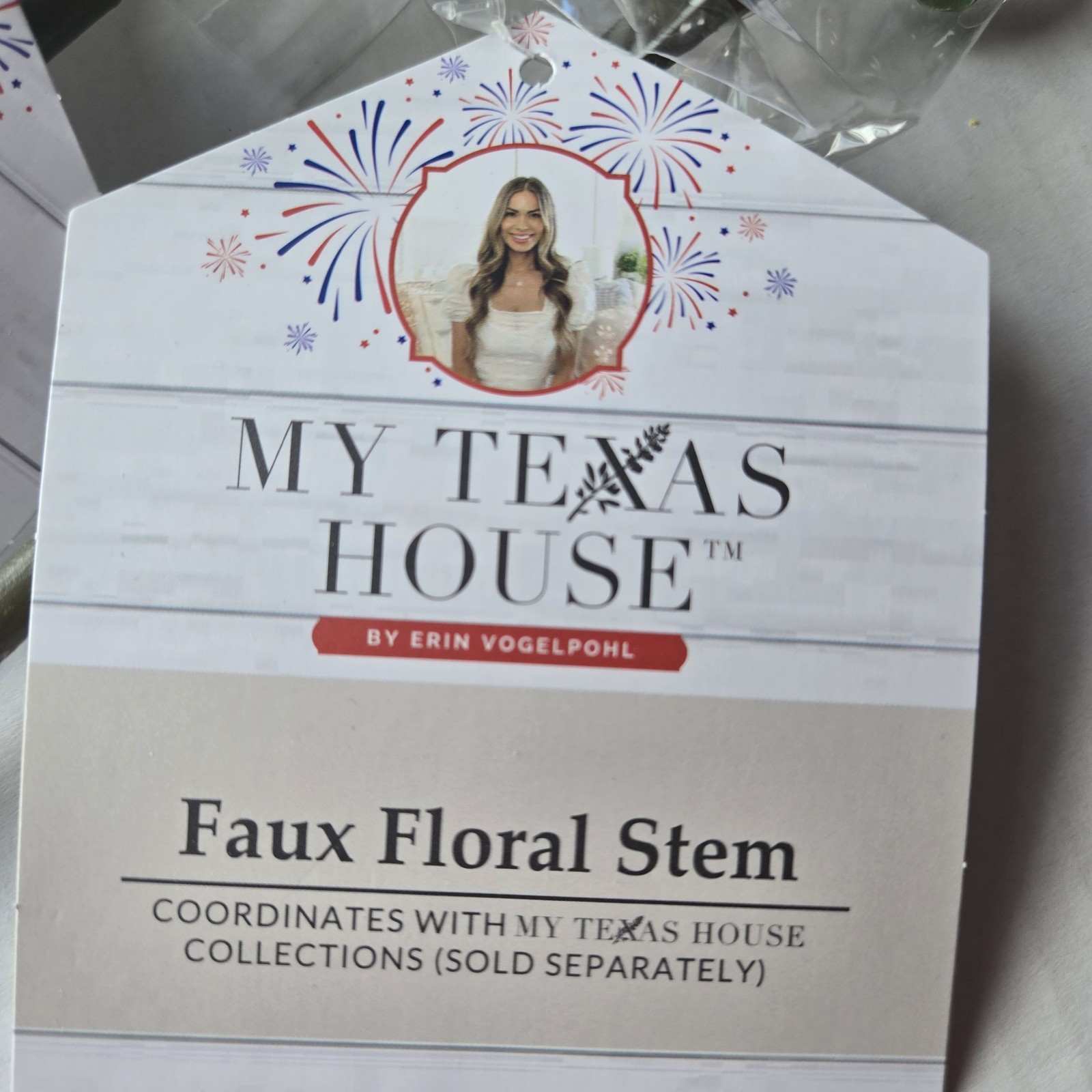 My Texas House Faux Floral Stems, 4 White Peony Artificial Flowers, NEW