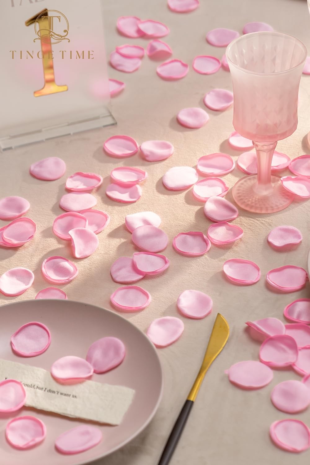 TINGE TIME 200pcs Silk Rose Petals Pink Flower Petals for Wedding, Flower Gir…