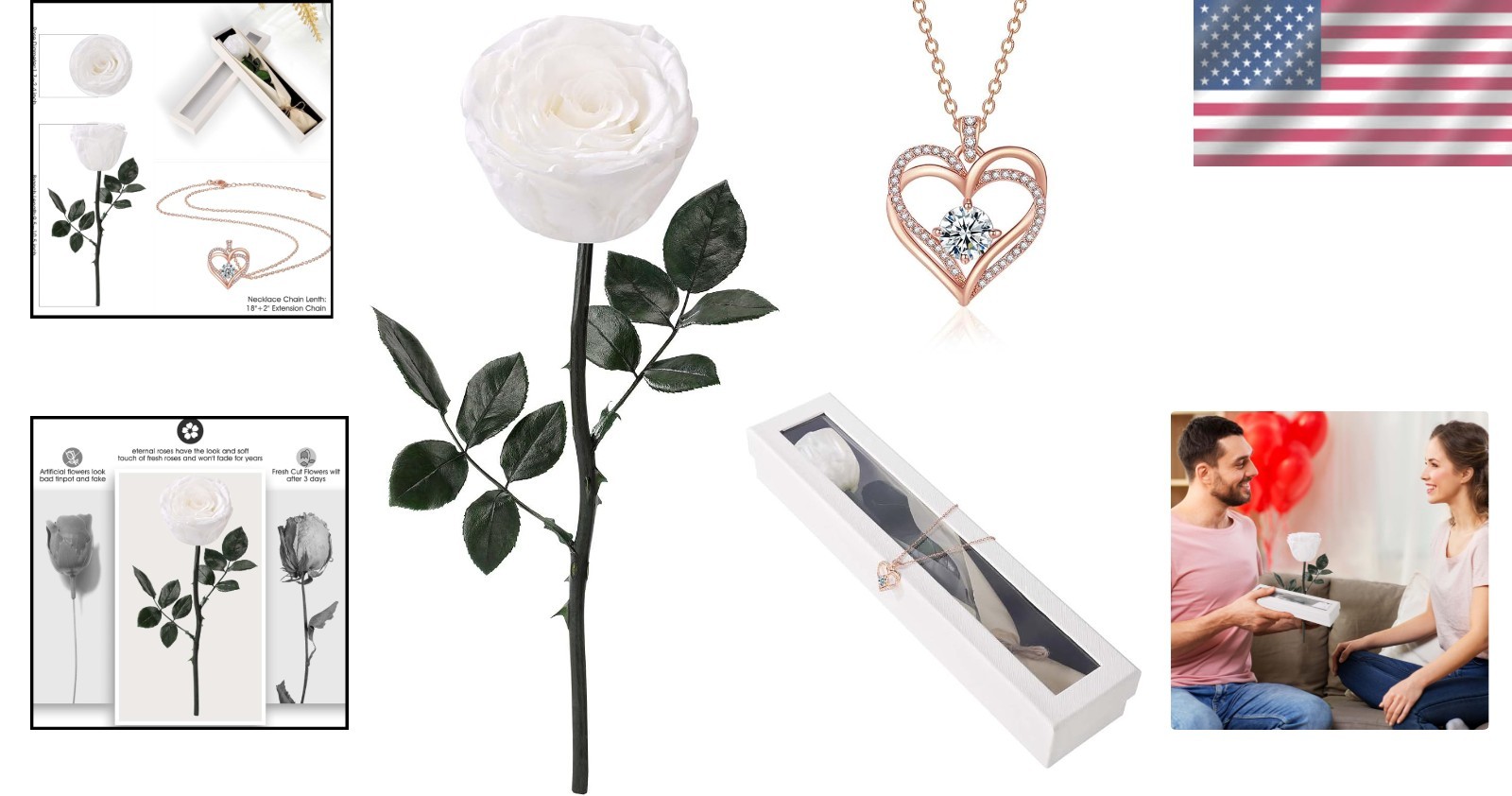 Real Preserved Rose with Sterling Silver Necklace – Ideal Birthday Gift for Her