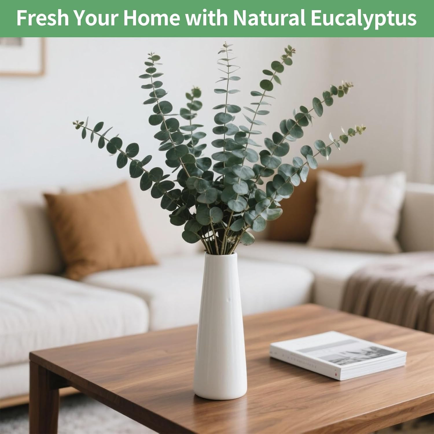 12PCS Dried Eucalyptus Bundle 17” Real Eucalyptus Stems 100% Natural Fresh Leav