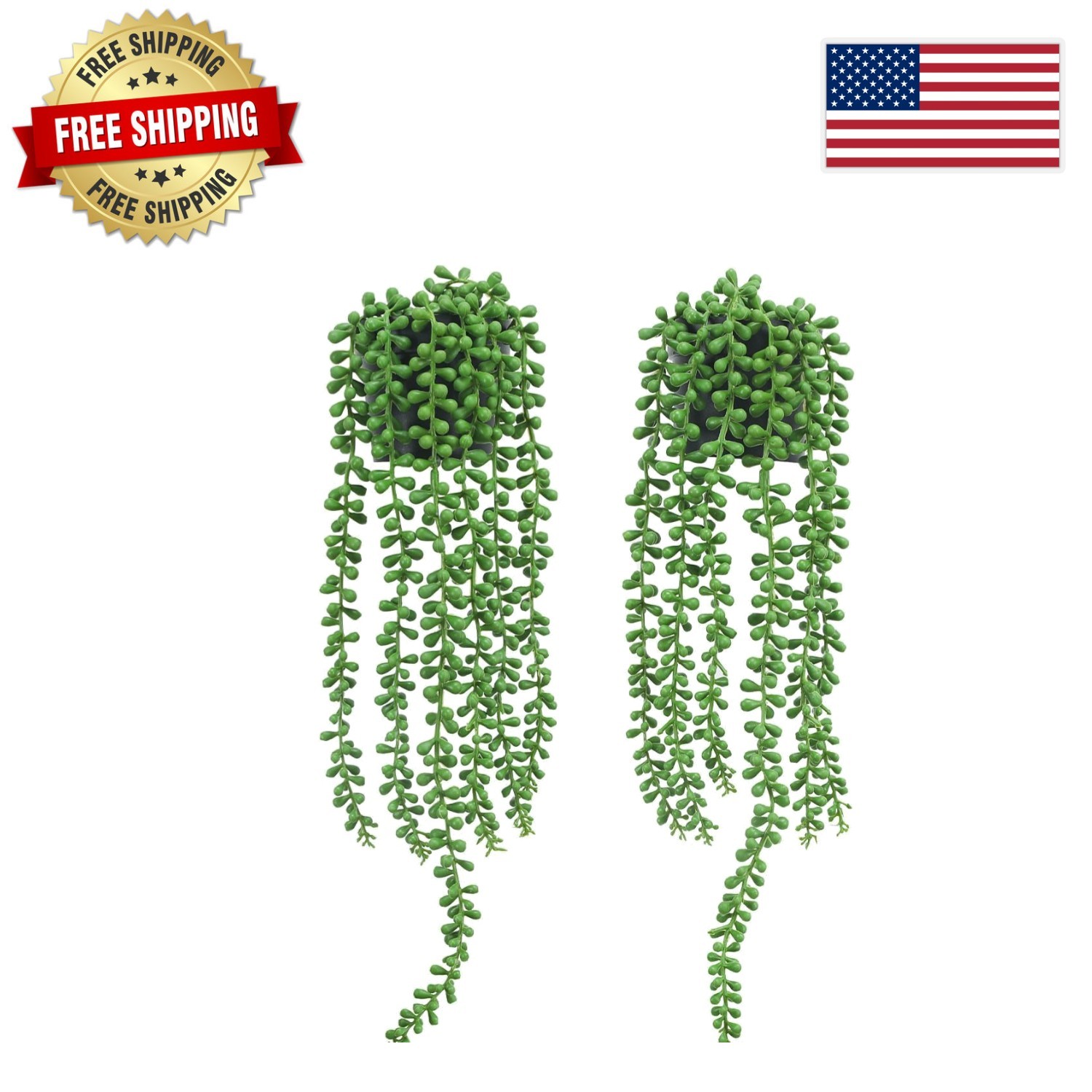 Elegant String of Pearls Fake Plants Set of 2 – Lightweight and Maintenance-Free