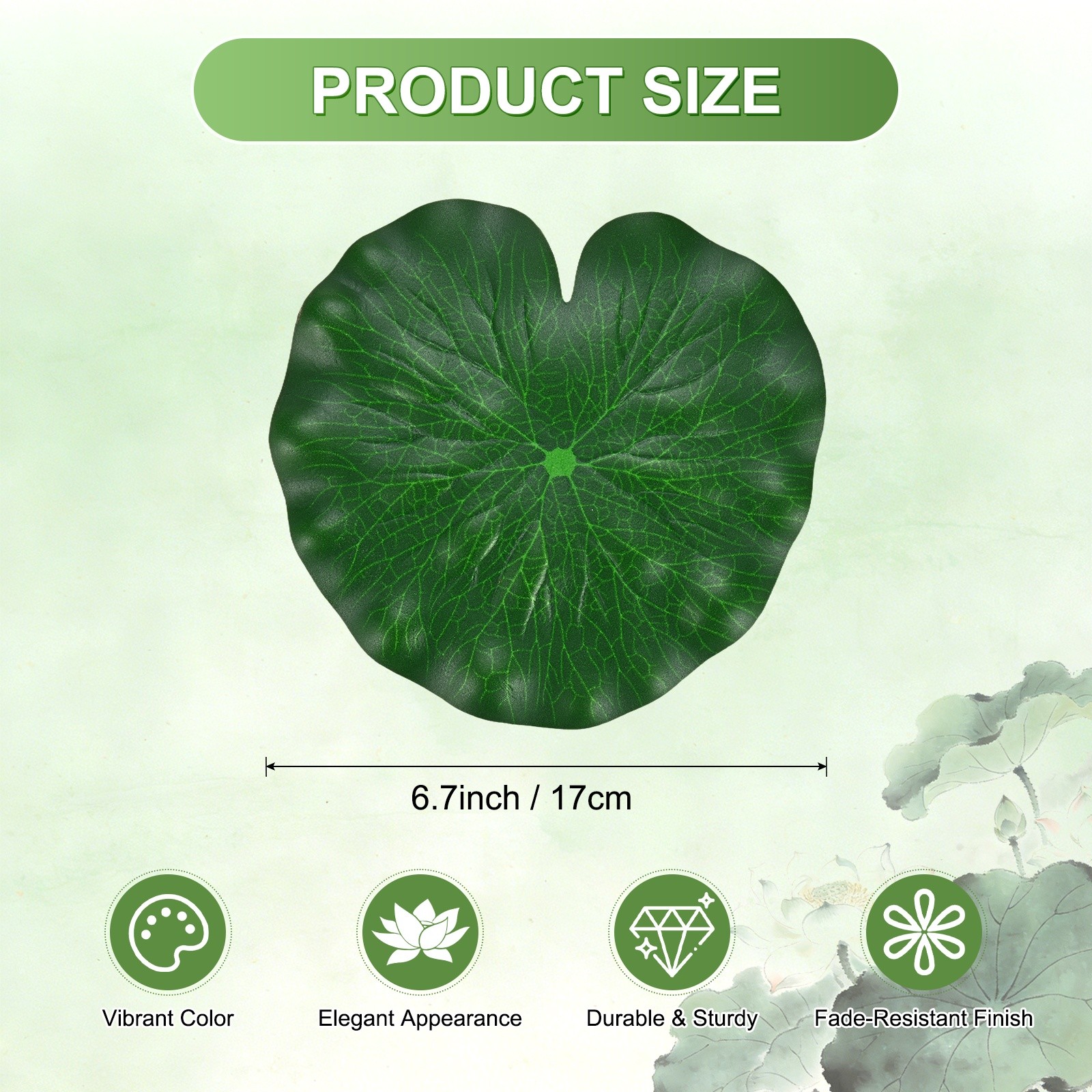1-Pack Artificial Floating Foam Water Lily Pad Leaves, 7inch/17cm [Green]