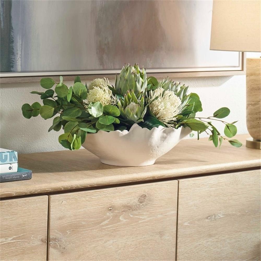 Pemberly Row Lifelike Succulent Centerpiece Arrangement with White Bowl