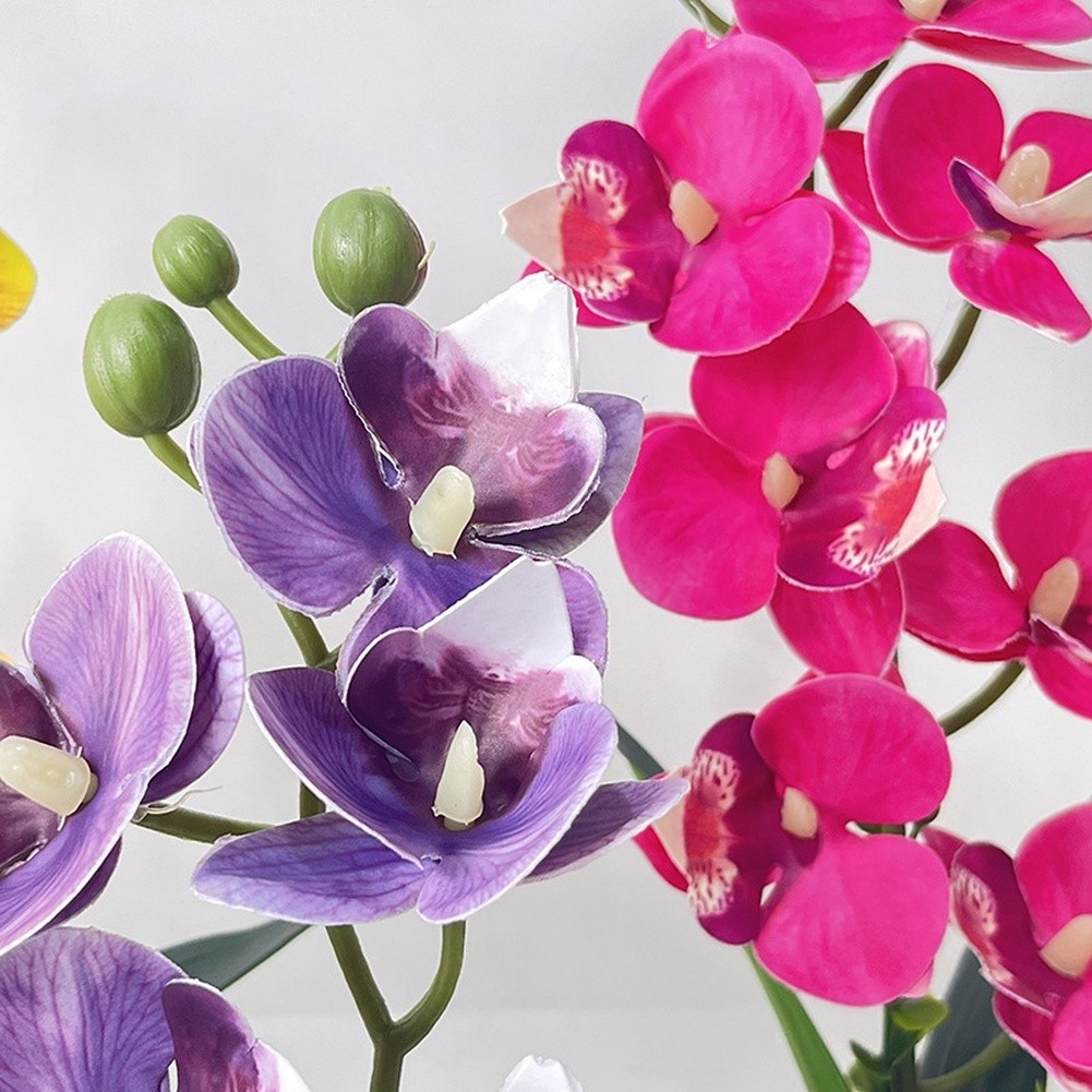 Potted Artificial Butterfly Orchid 12.2in/31cm White Dot Purple Pink White Red