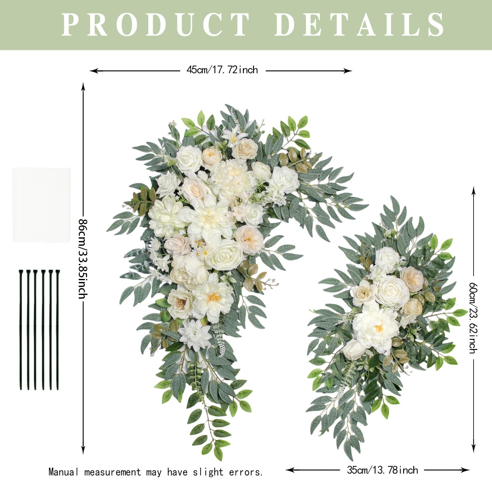 BMQDSM Wedding Arch Flowers with Drapes (Set of 3) Wedding Decor and Wedding …