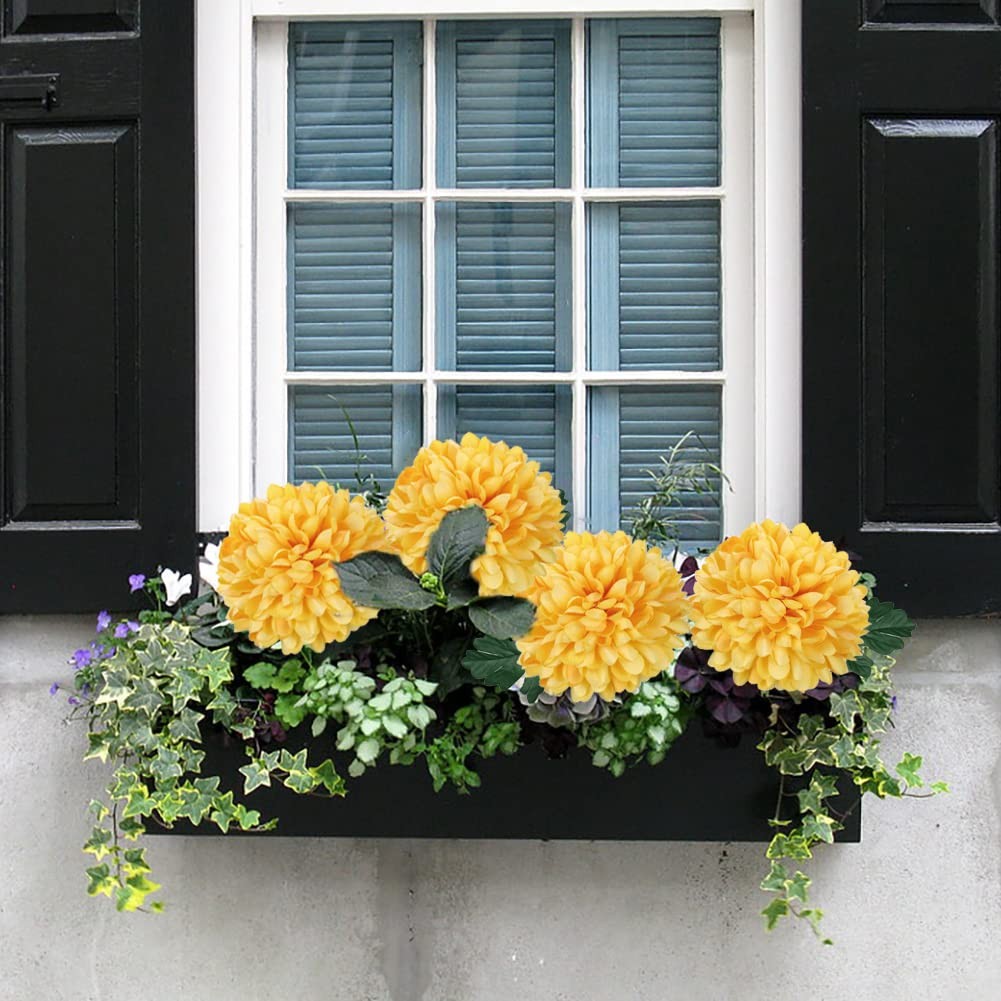Artificial Chrysanthemums Ball Flowers 6’’ Large Heads Mums Stems Autumn Yell…