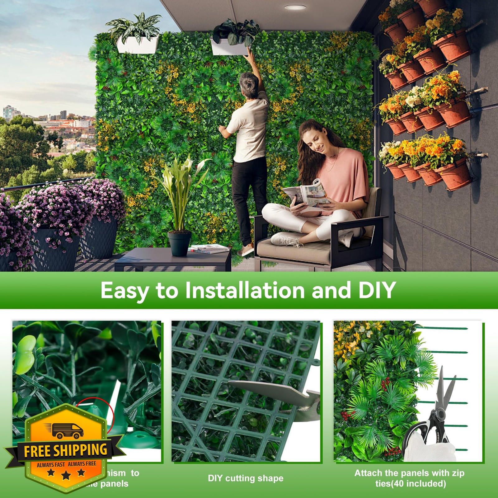 EverNature Grass Wall Panels Tropical 40×120