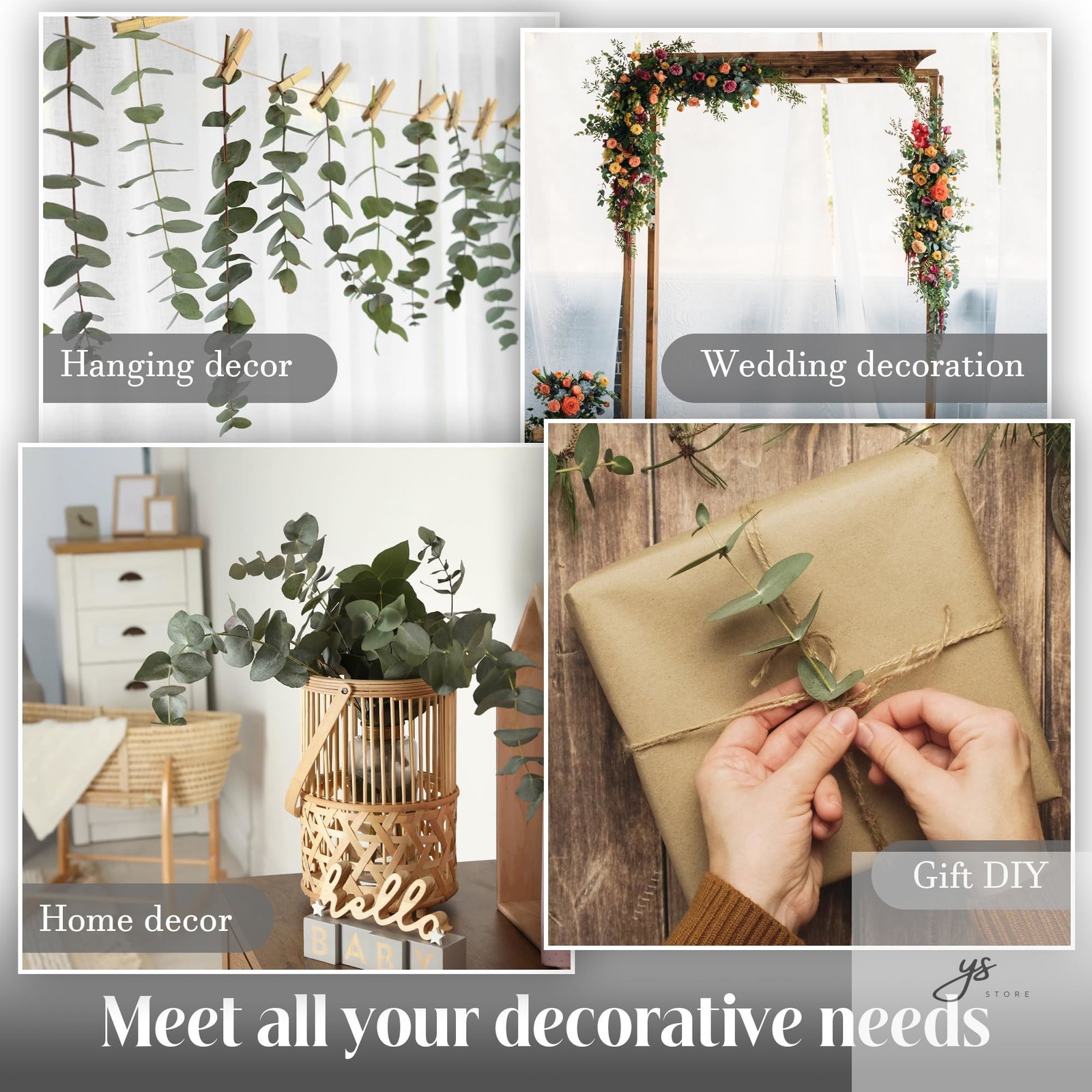 30Pcs Dried Eucalyptus Stems, 17″ Real Preserved Eucalyptus Plant for Shower, Fr