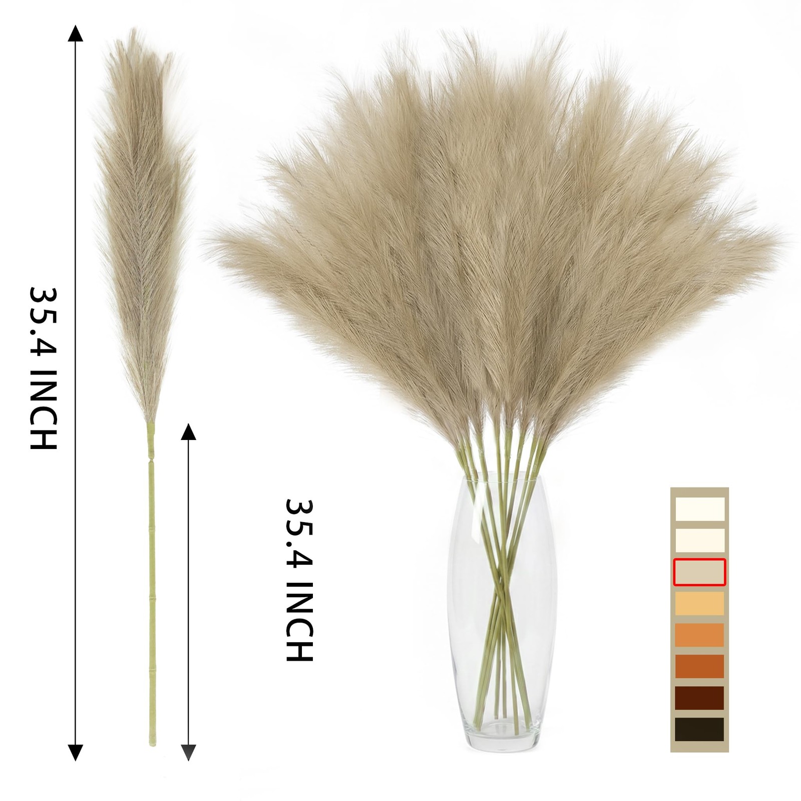 8 PCS 35.4 Inch Brown Tall Pampas Grass Decor Large Artificial Vase Filler