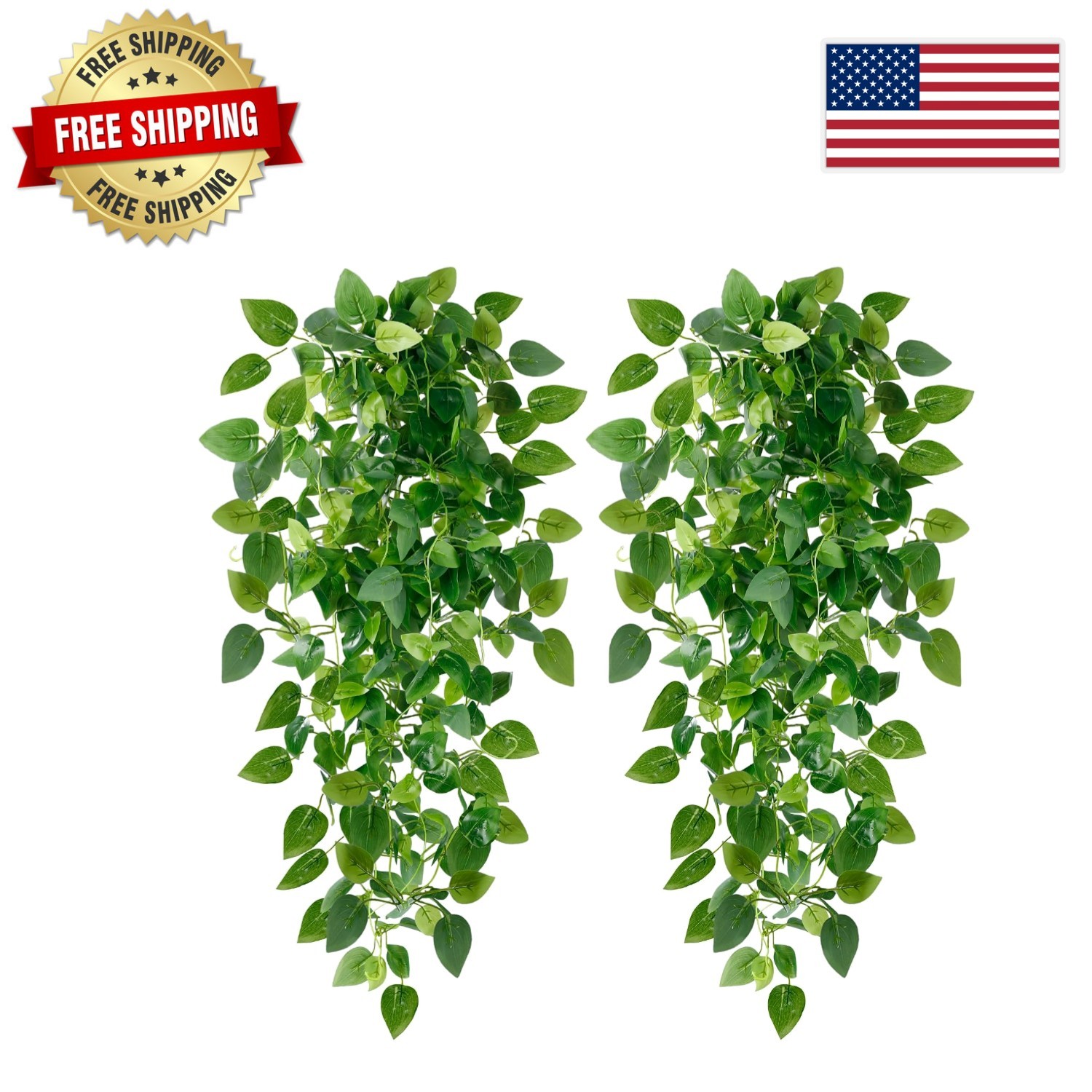Realistic Faux Ivy Hanging Plants – Set of 2 for Indoor Outdoor Decor