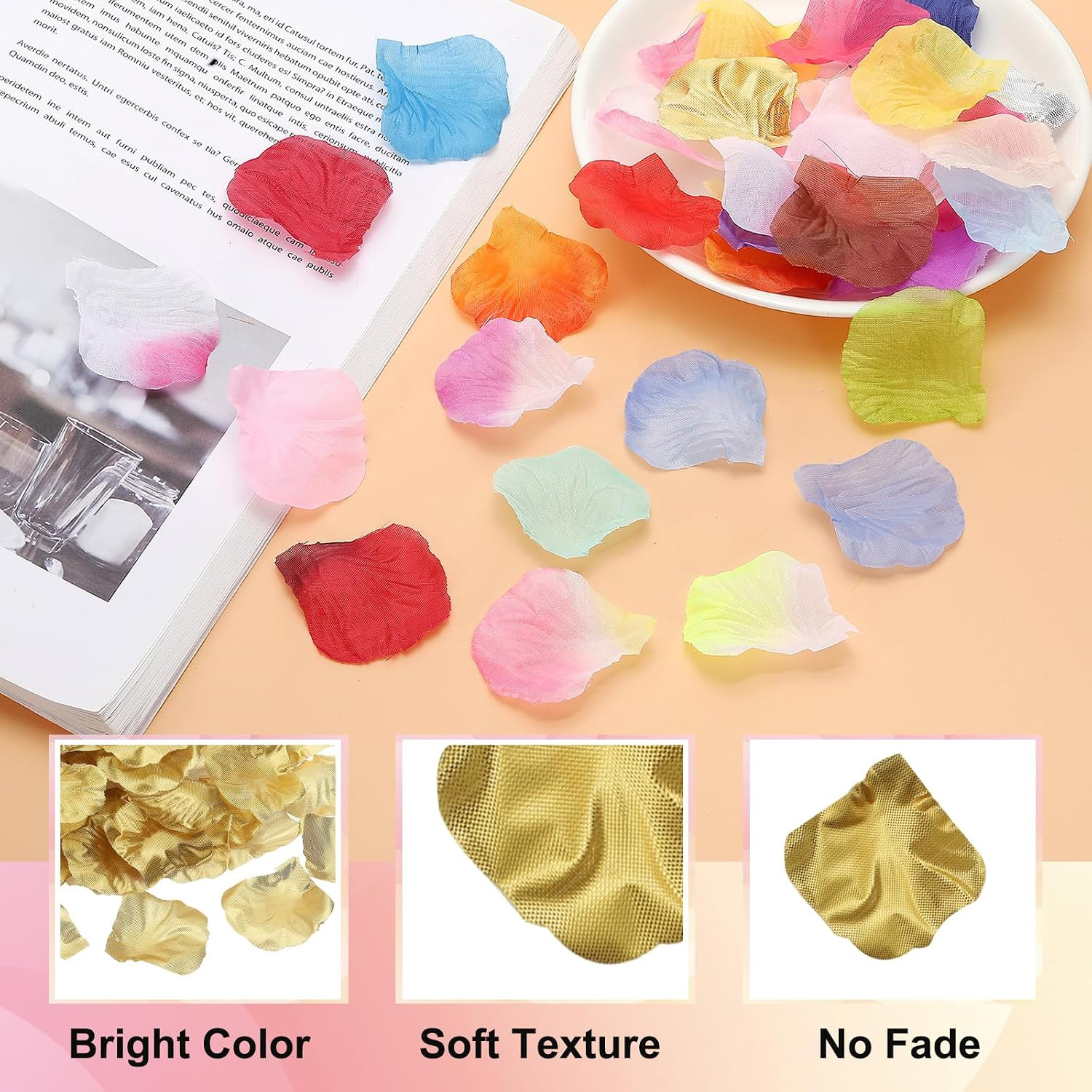 PATIKIL Artificial Rose Petals, 1000Pcs Fake Flowers Silk Petal Decoration Suppl