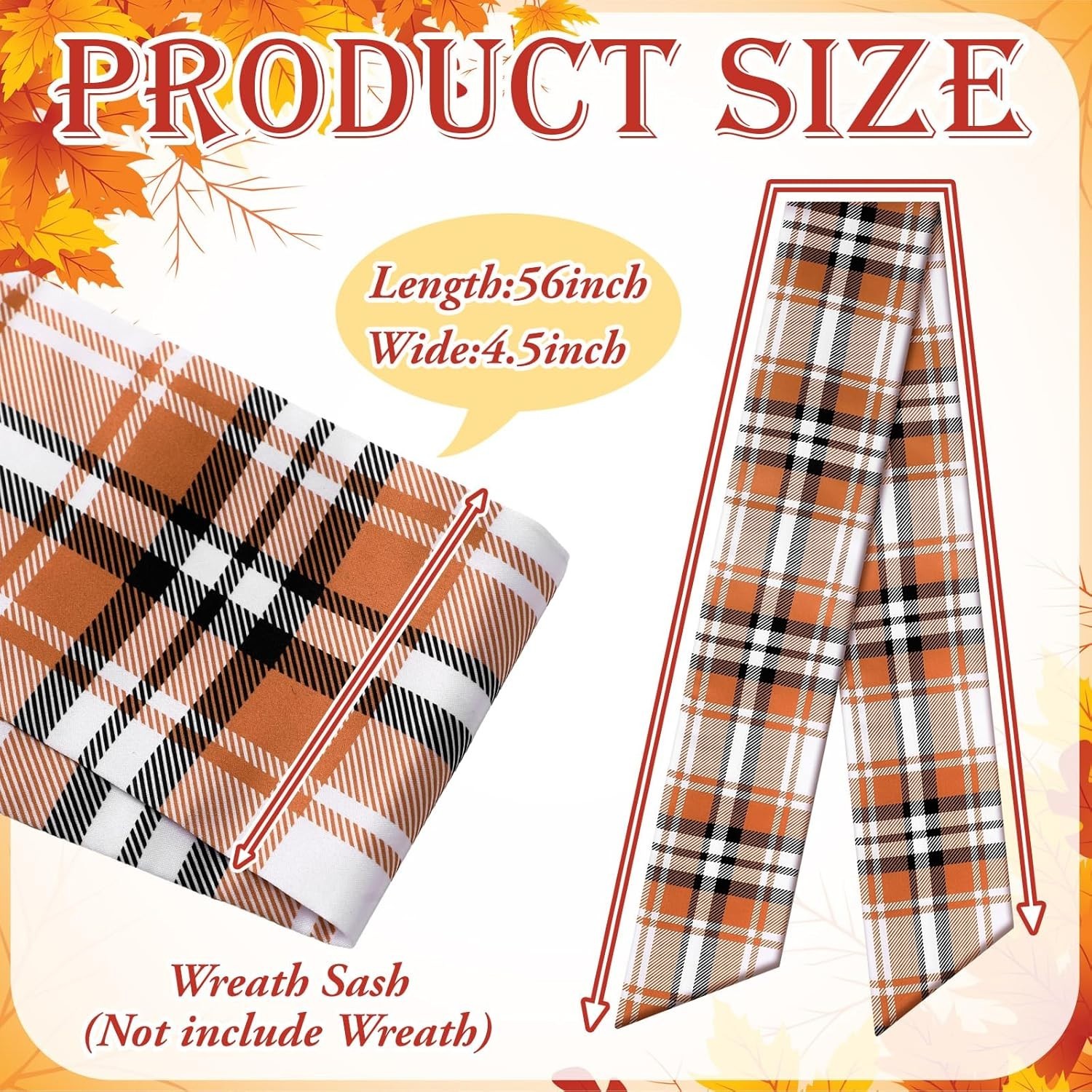 Multicolor Satin Wreath Sash – Elegant Fall Plaid for All Seasons, 56″ Length
