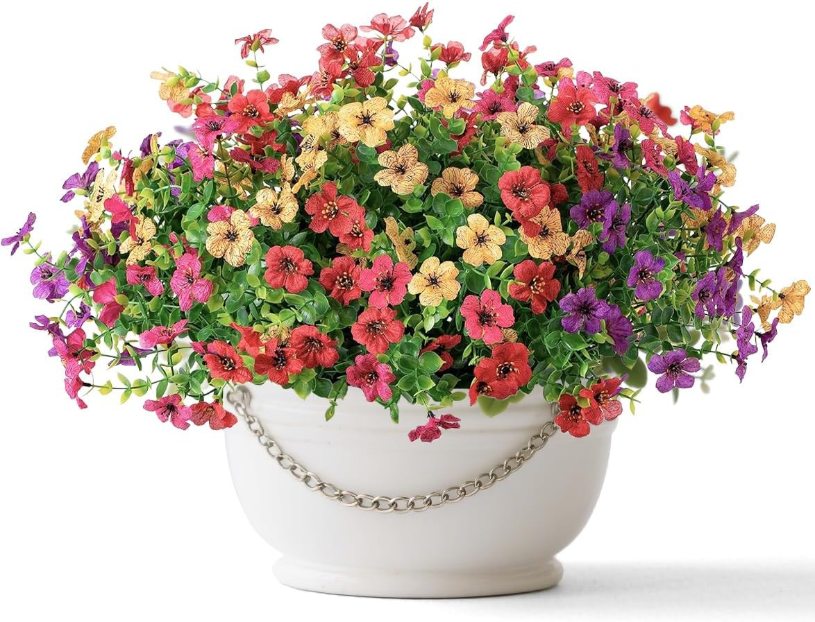 Artificial Flowers for Indoor & Outdoor Decoration – 6 Bundles Faux Daisies with