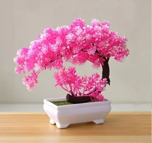 2 PCS Artificial Potted Plant Bonsai Fake Pink Tree Ornaments For Home Decor New
