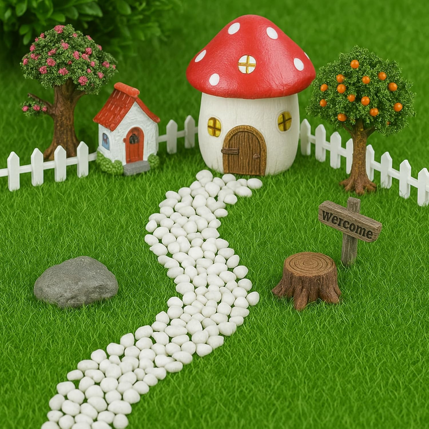 4 Packs Fake Grass Decor for Crafts, 6″ x 6″ Fairy Artificial Moss for Miniature