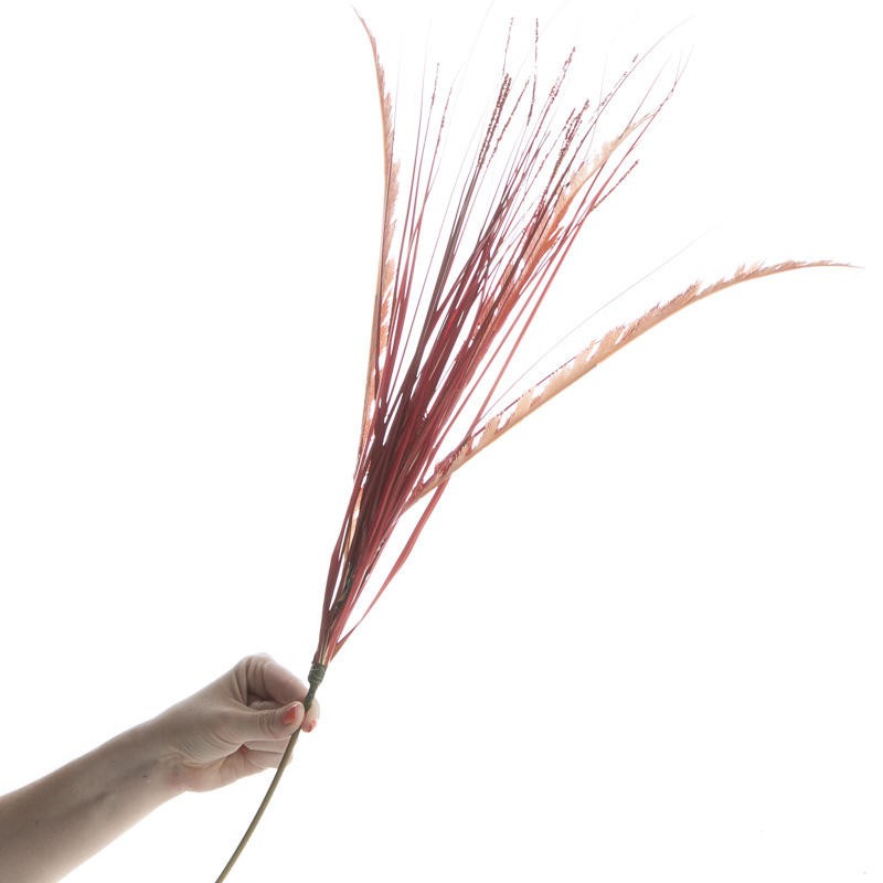 Factory Direct Craft Trio of Artificial Red Feather Fern and Grass Sprays