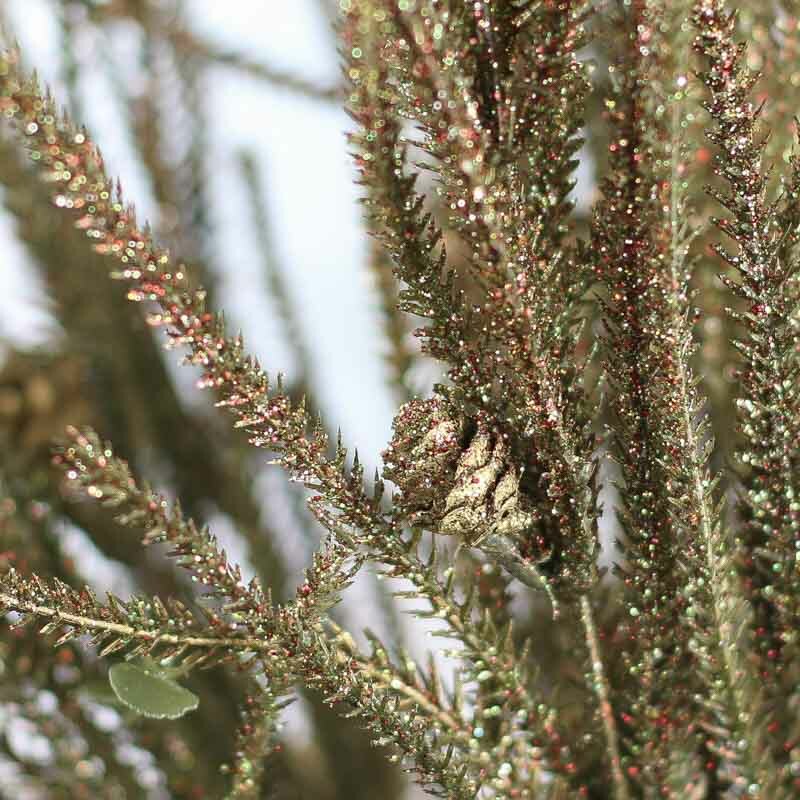 Pair of Sparkling Artificial Pine Bushes
