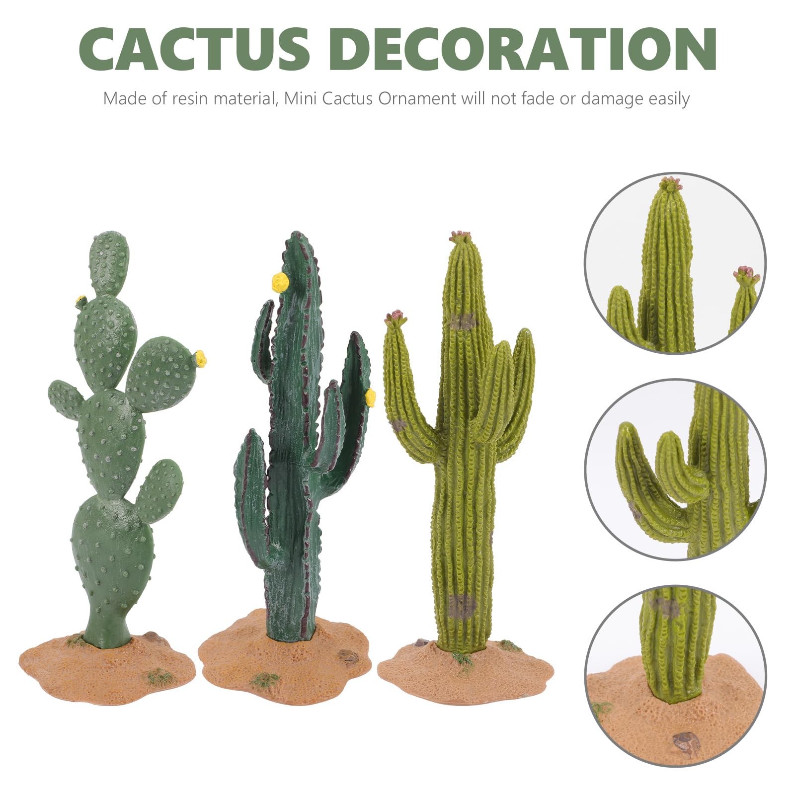 3Pcs Mini Cactus Ornaments Artificial Cactus Plants Fake Plant Figurines 5.31…