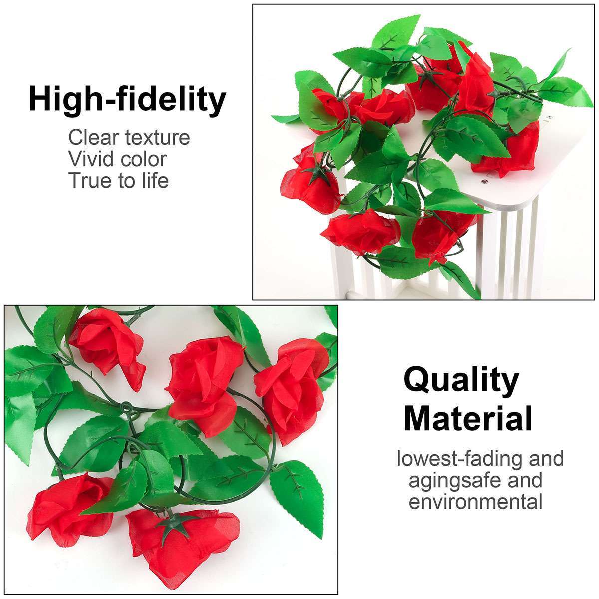 3Pack 7.5Ft Flower Garland Fake Rose Vine Artificial Flower Hanging Ivy Floral