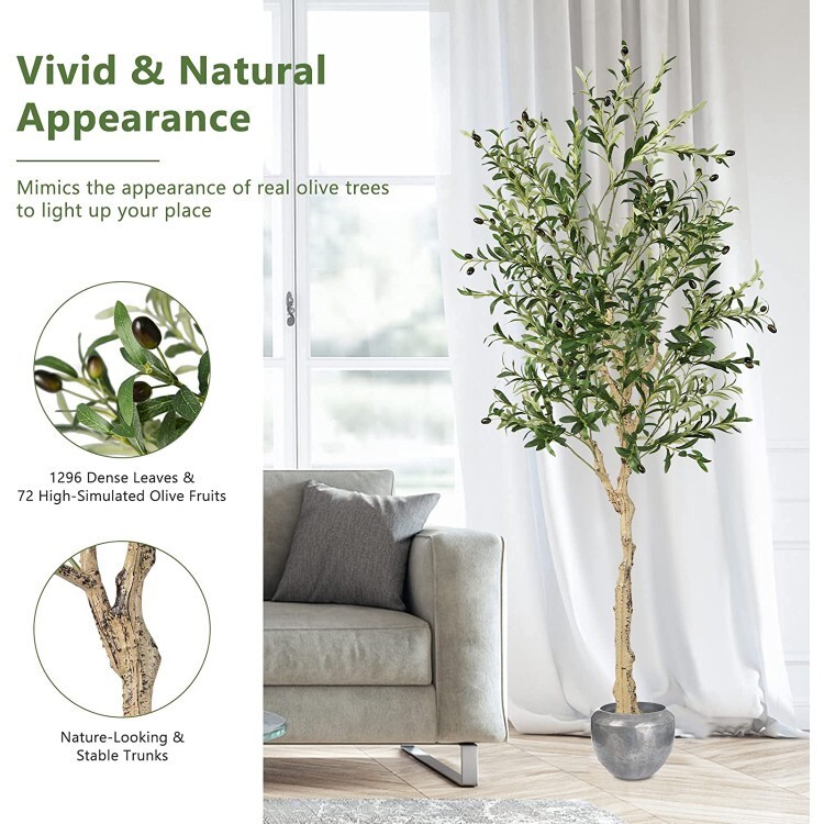 6′ Indoor Outdoor Decoration Artificial Olive Tree Plant w/Built-in Cement Pot