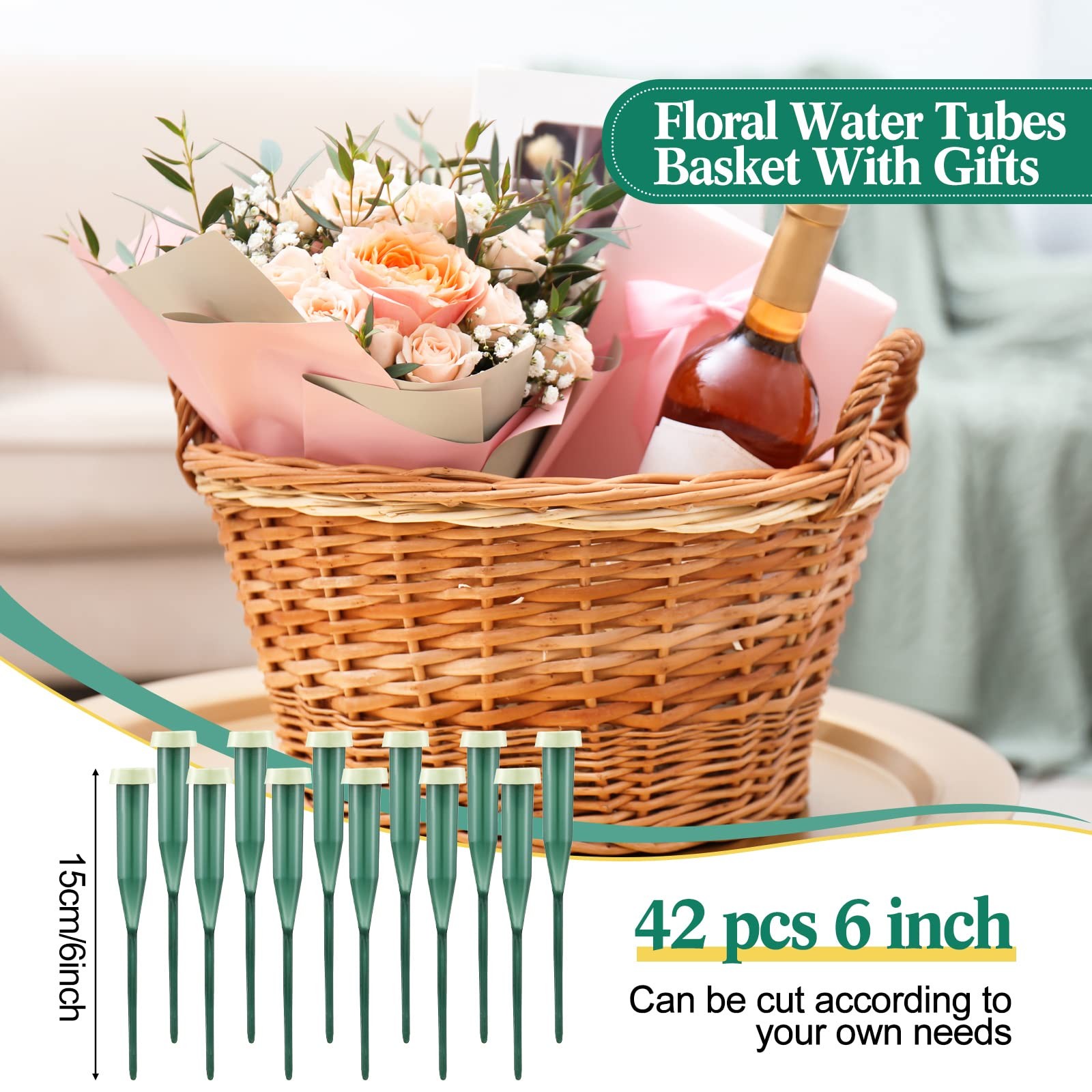 72 Pack 12&6 Inch Stem Water Tubes w/ Caps, Vials for Floral Arrangement