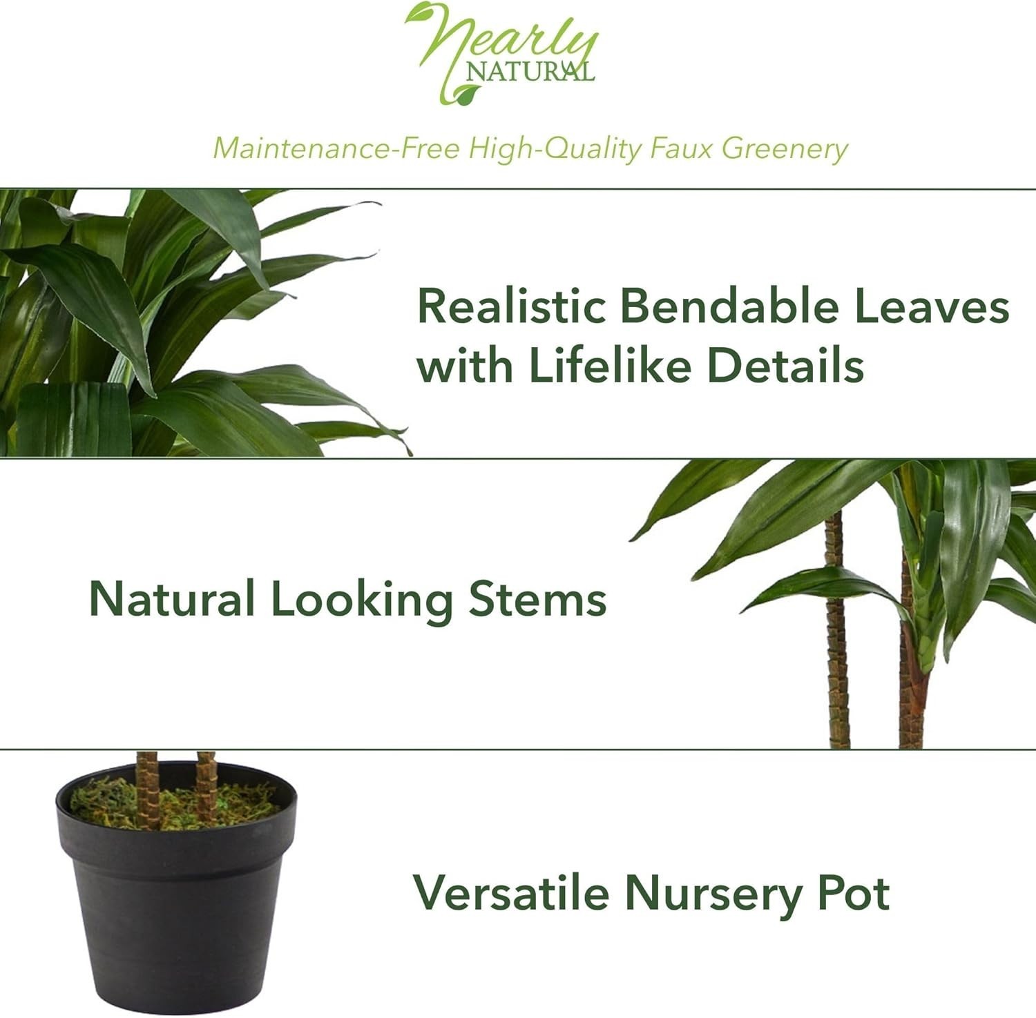 Lifelike 48in Dracaena Silk Plant for Elegant Home Decor – Bendable Branches