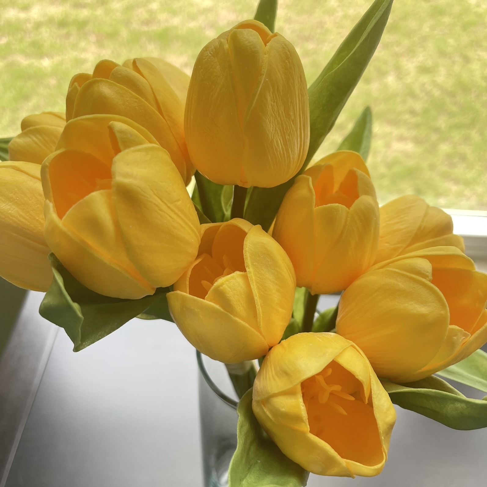 24Pcs Fake Tulips Artificial Flowers PU Artificial Tulips Real Touch Yellow