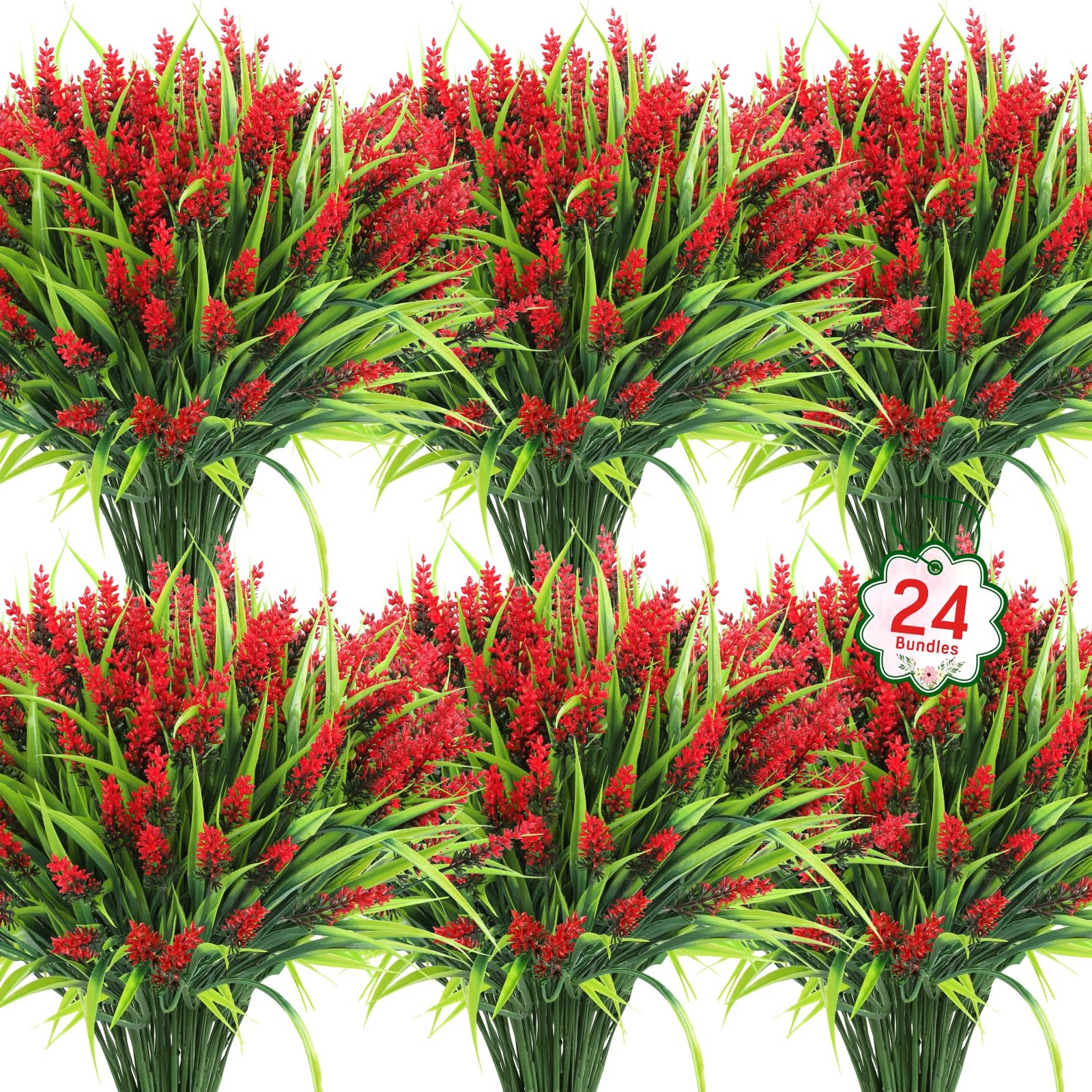 Artificial Lavender Flowers 15″ Height 24 Bundles UV Resistant for Garden Decor