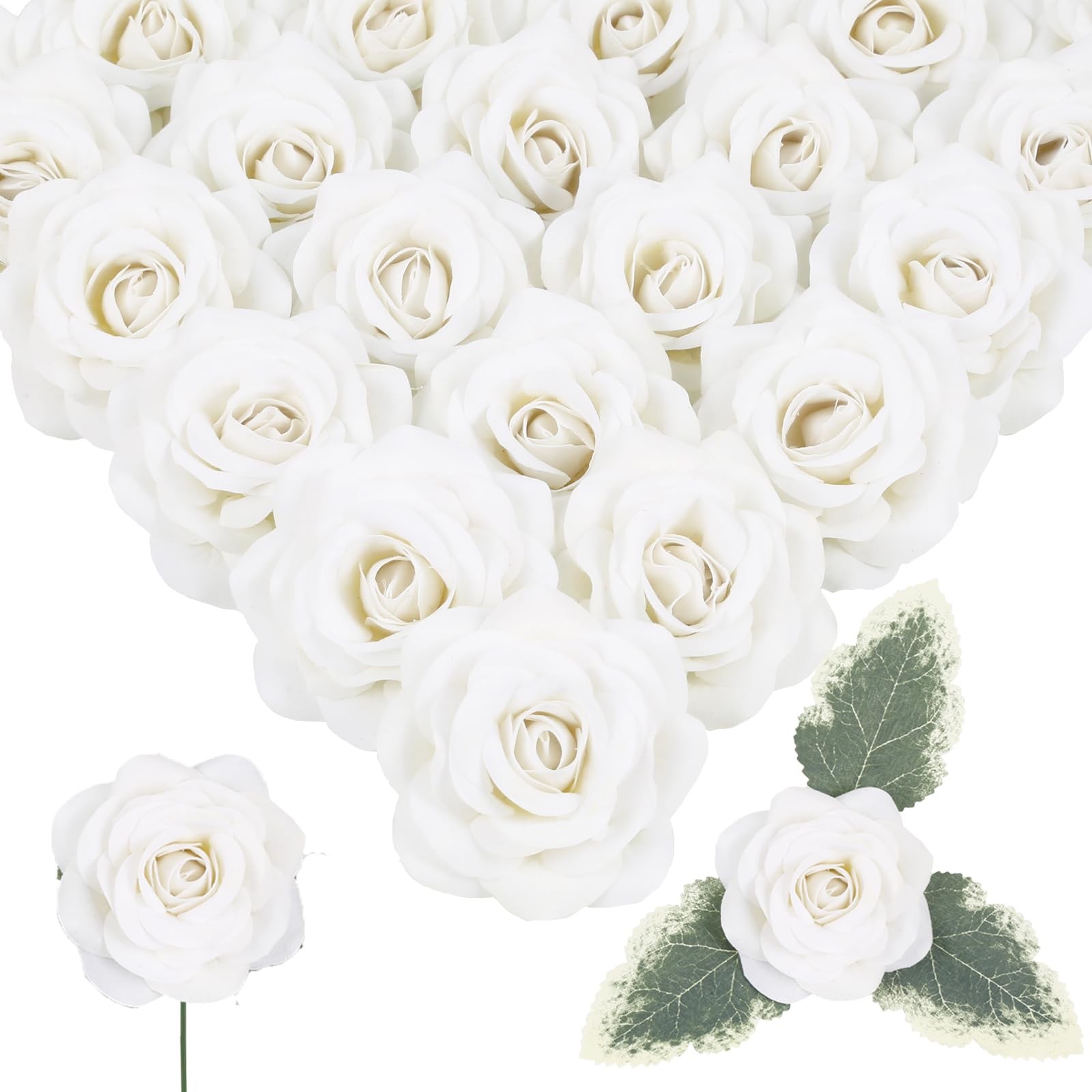 25PCS Rose Artificial Flower Heads 7 CM 2.75 in Velvet Rose Flowers Real Look…