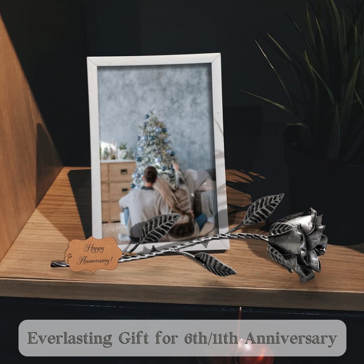 Metal Rose Gift for 6th Anniversary – Handcrafted Iron Flower for Him & Her
