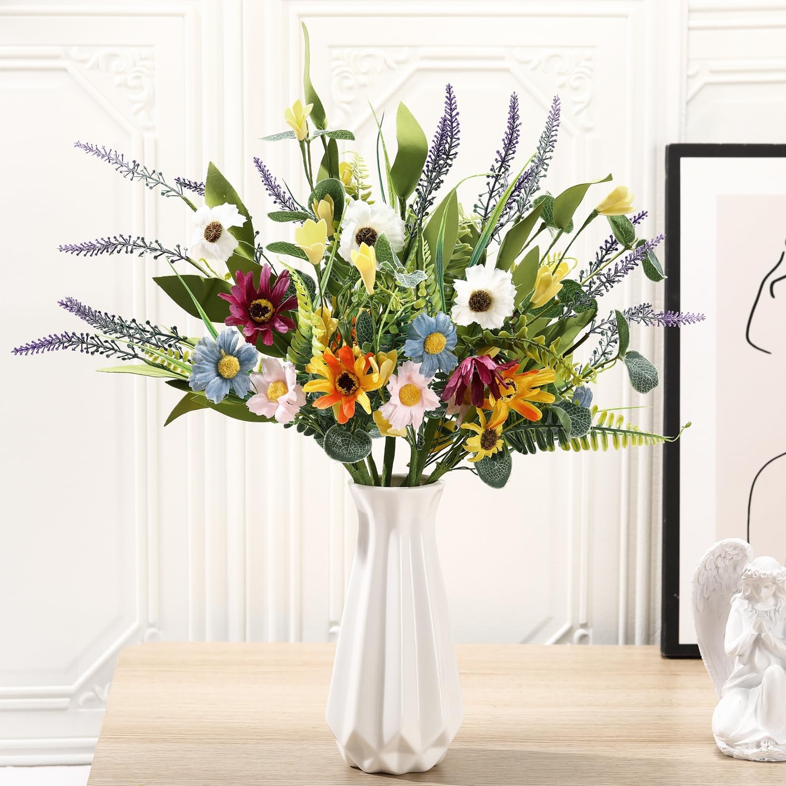 3 Bundles Artificial Flowers Fake Daisy Flowers Wildflowers Spring Wedding Bo…