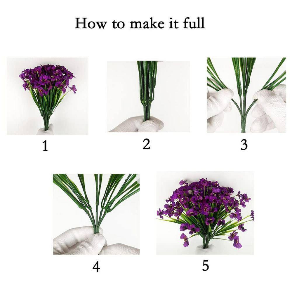 14 In. Purple 14 Bundles Artificial Other Fake Flowers Plastic Outdoor Artificia