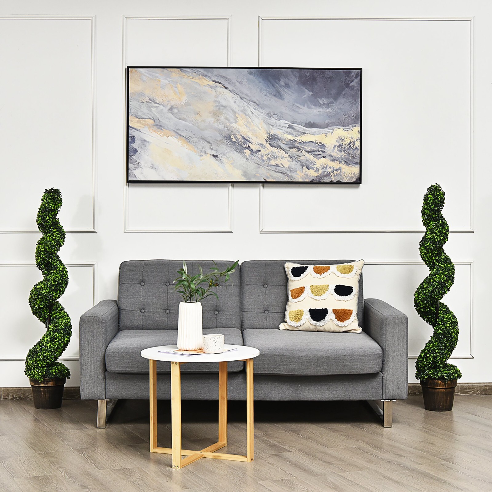 2 Pack 4ft Artifical Spiral Boxwood Topiary Decorative Tree Indoor/Outdoor