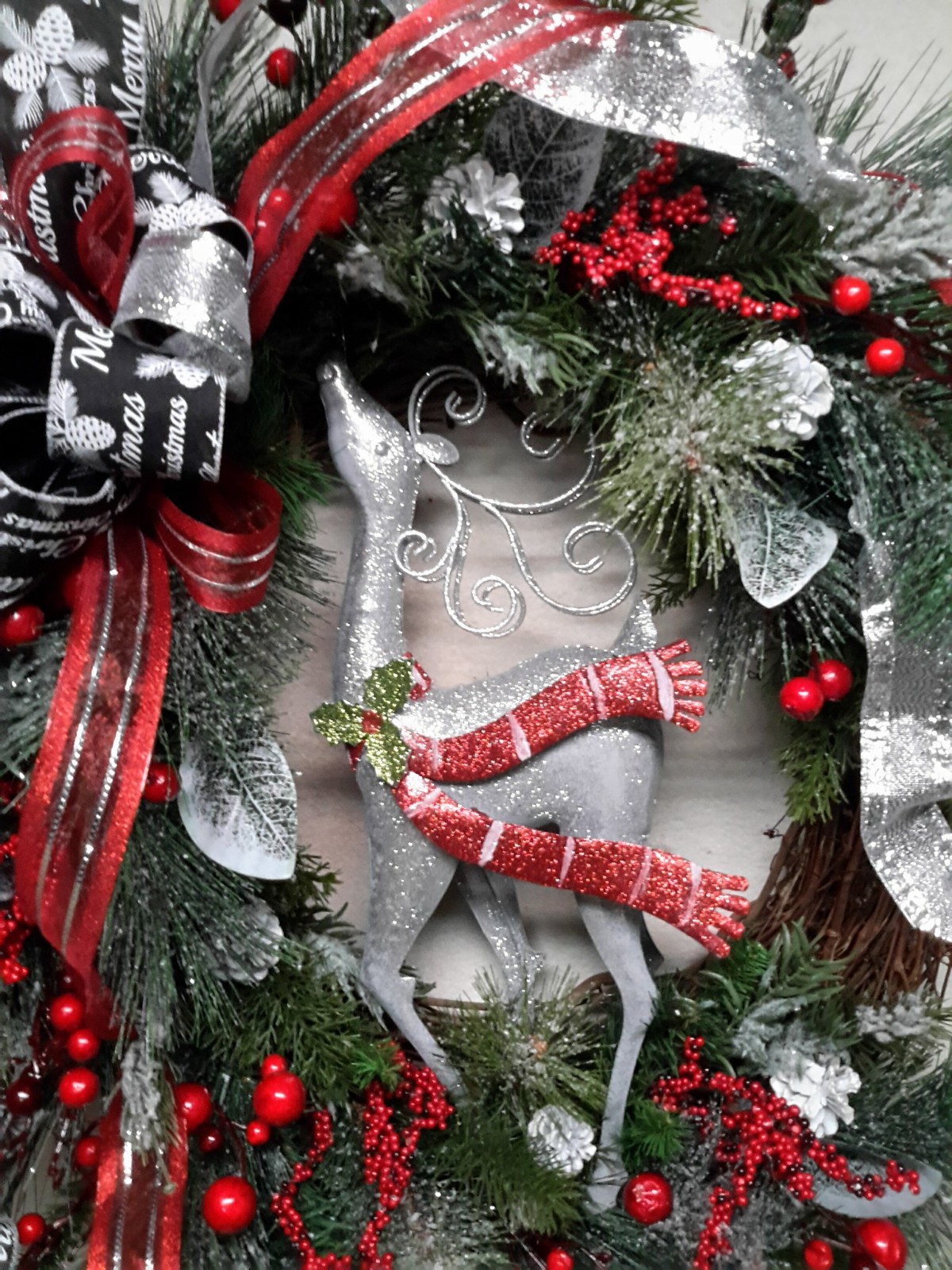 Winter Wreath Christmas Deer Door Decoration Woodsy Wreath SALE